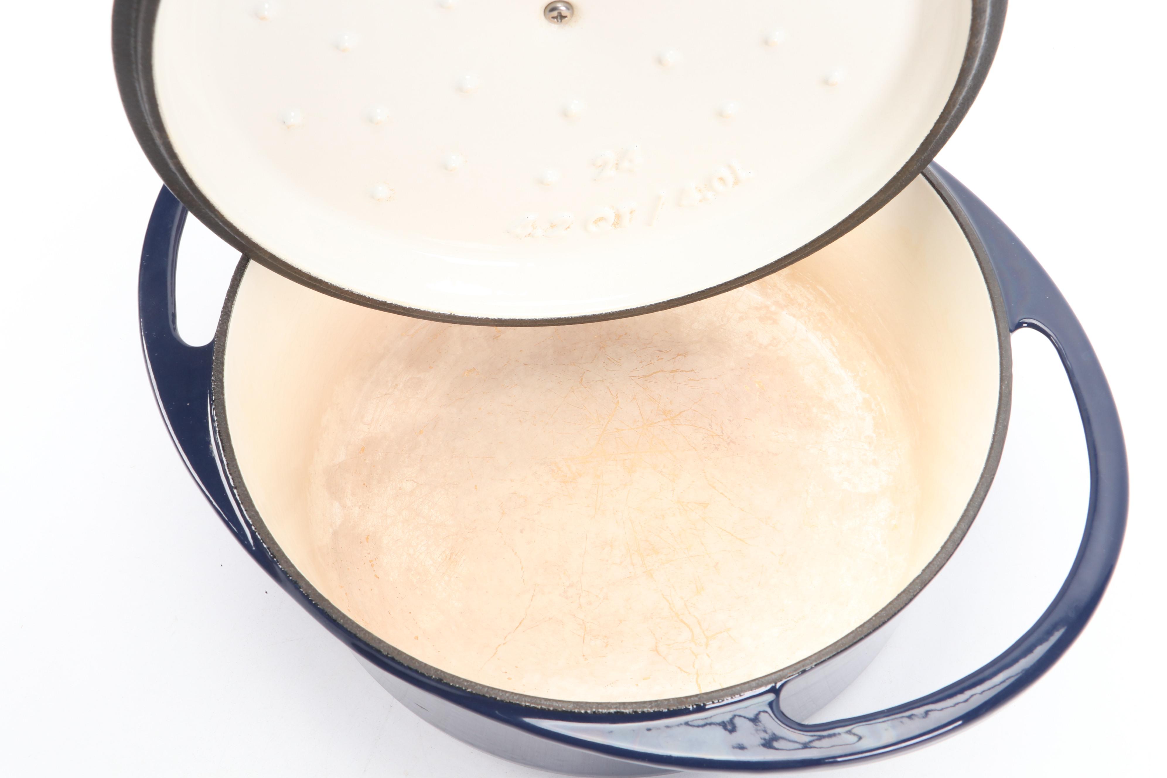 Lodge 4.2 Qt. Enameled Cast Iron Dutch Oven with Griswold Cast Iron Skillet