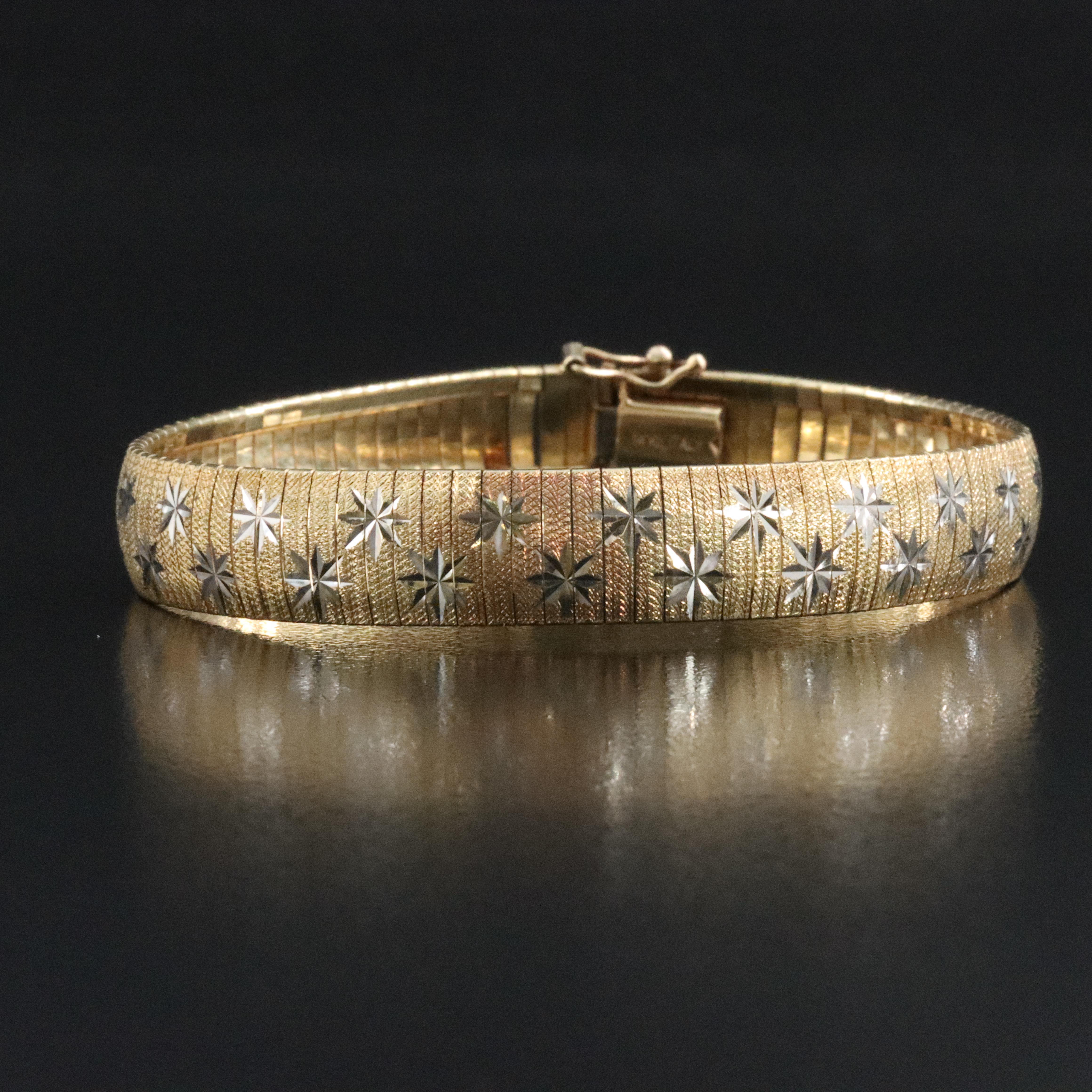 14K Omega Bracelet with Star Detail