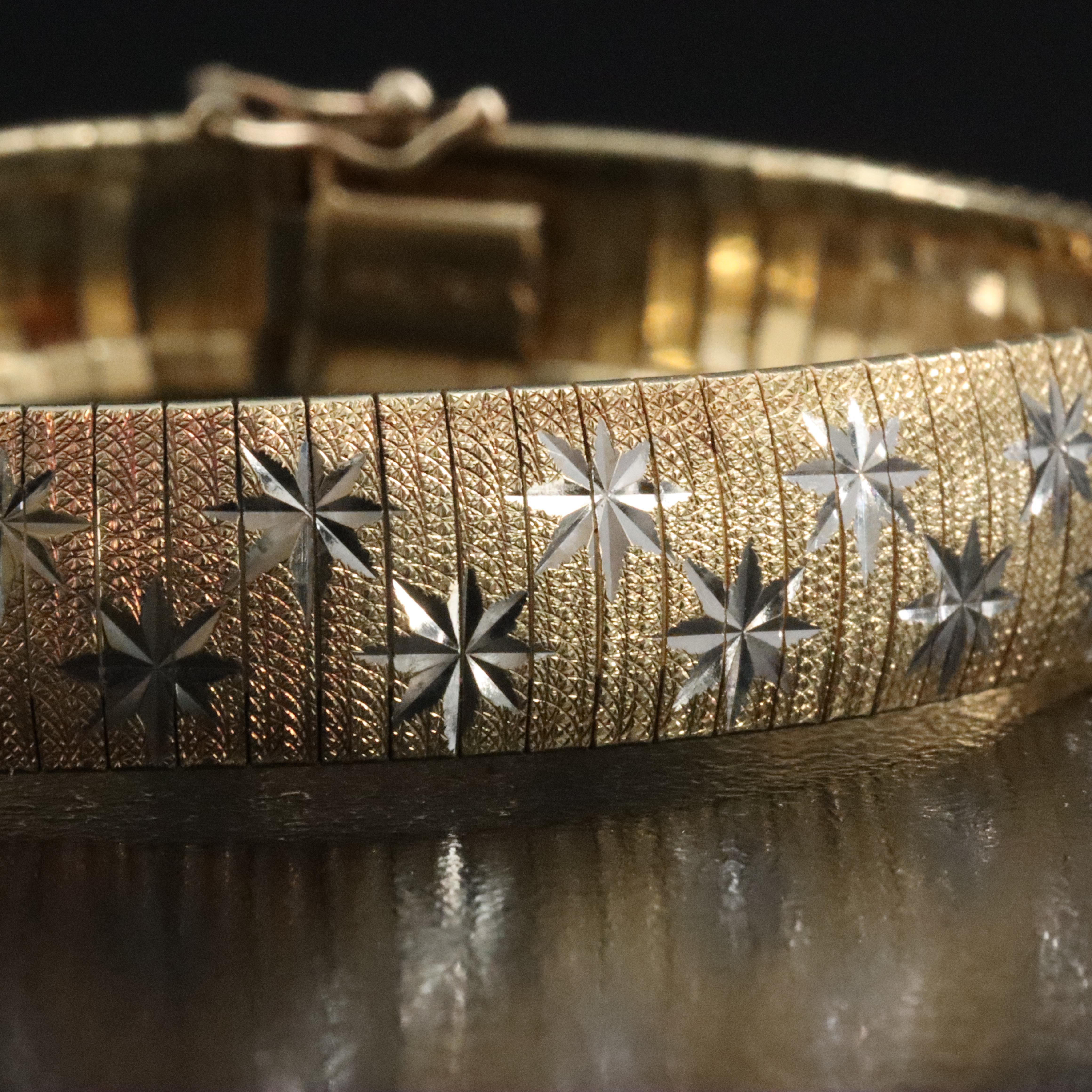 14K Omega Bracelet with Star Detail