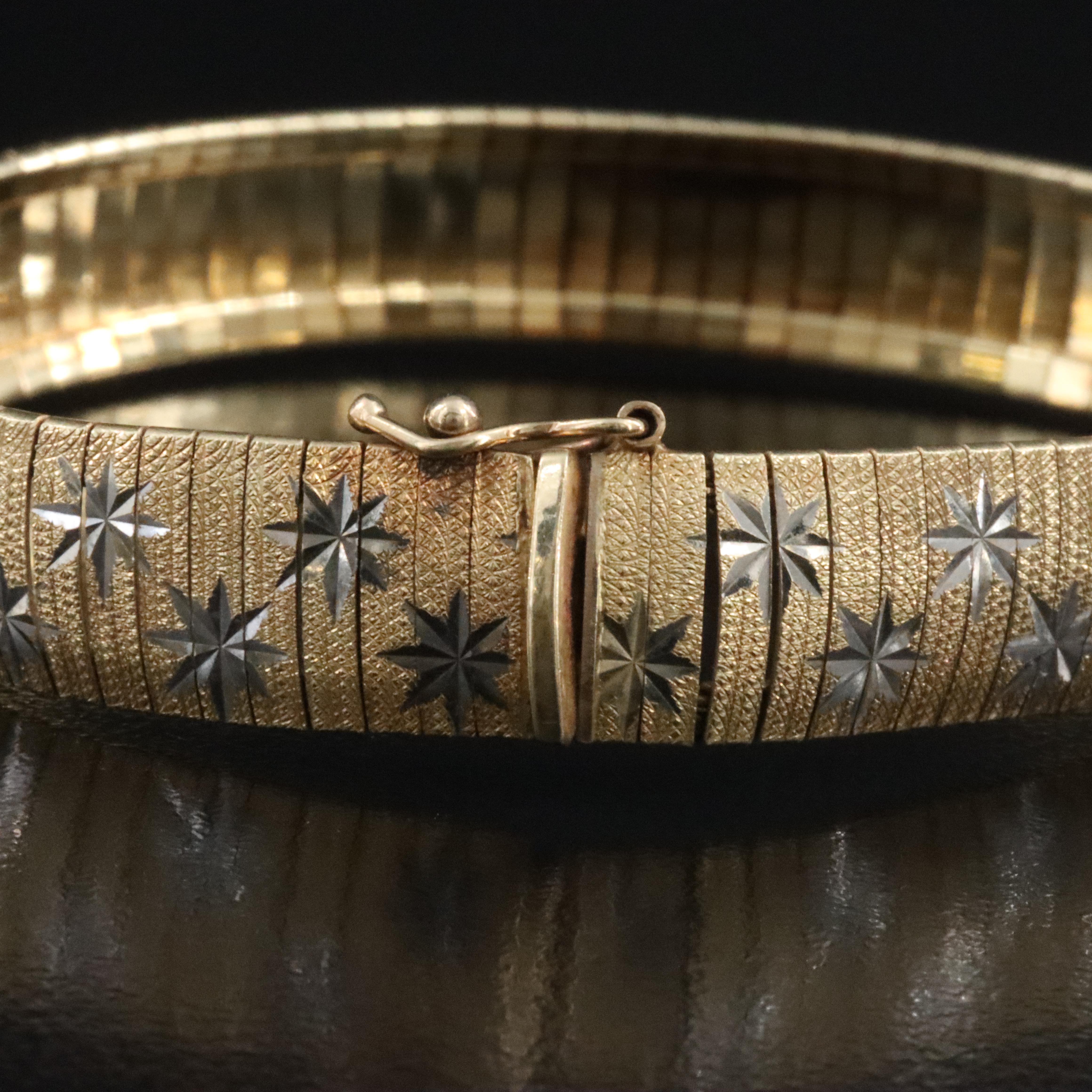 14K Omega Bracelet with Star Detail