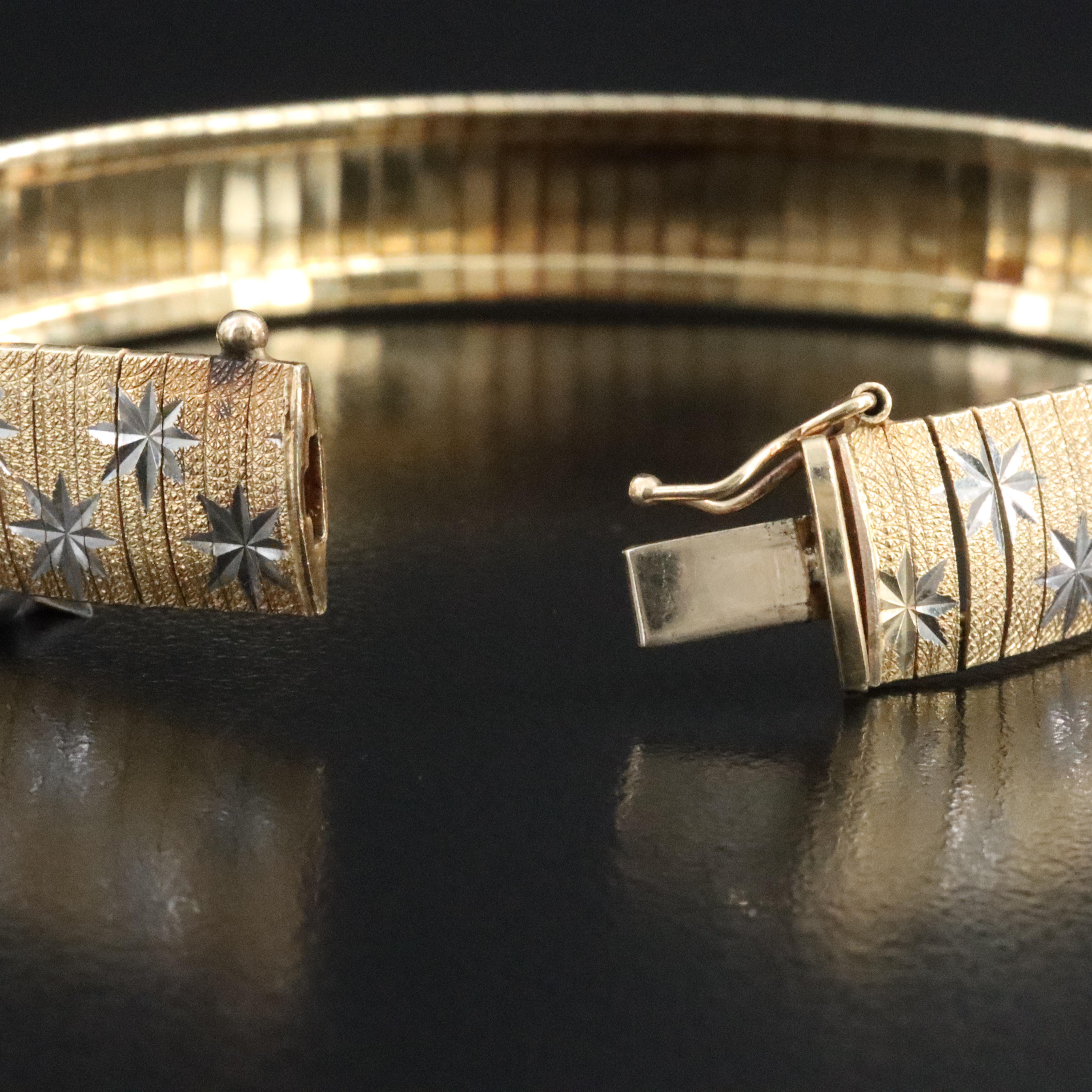 14K Omega Bracelet with Star Detail