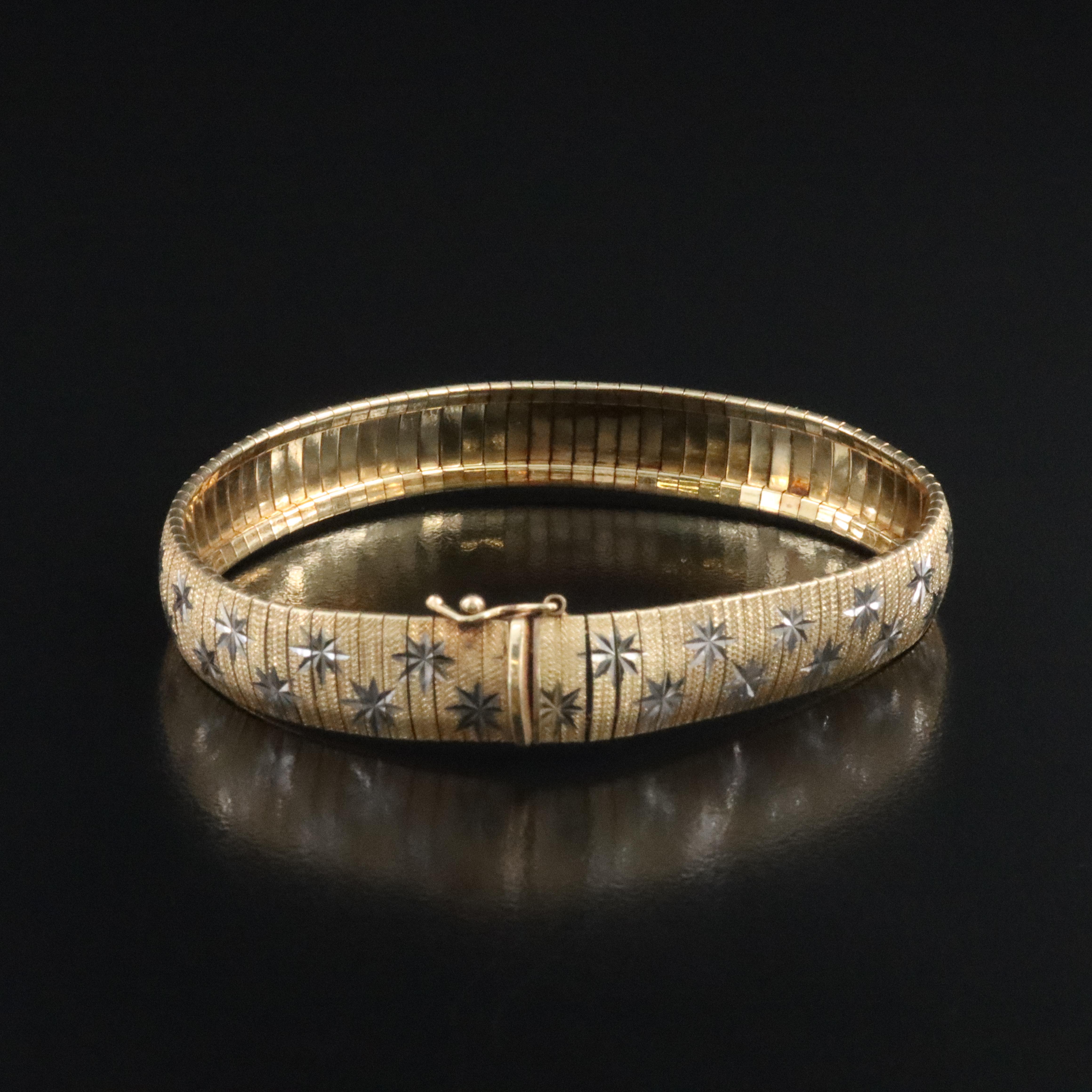 14K Omega Bracelet with Star Detail