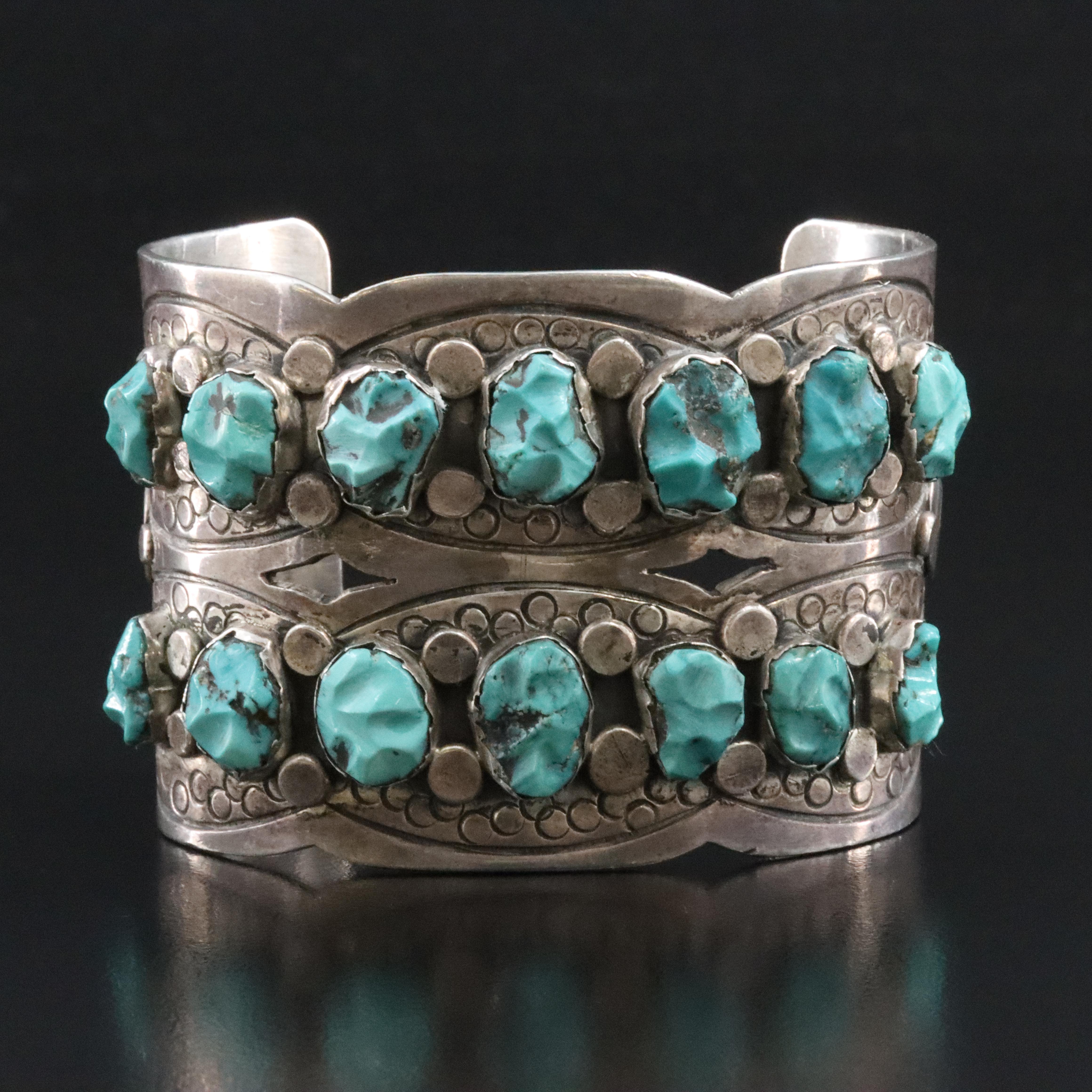 Vintage Sterling Turquoise Cuff