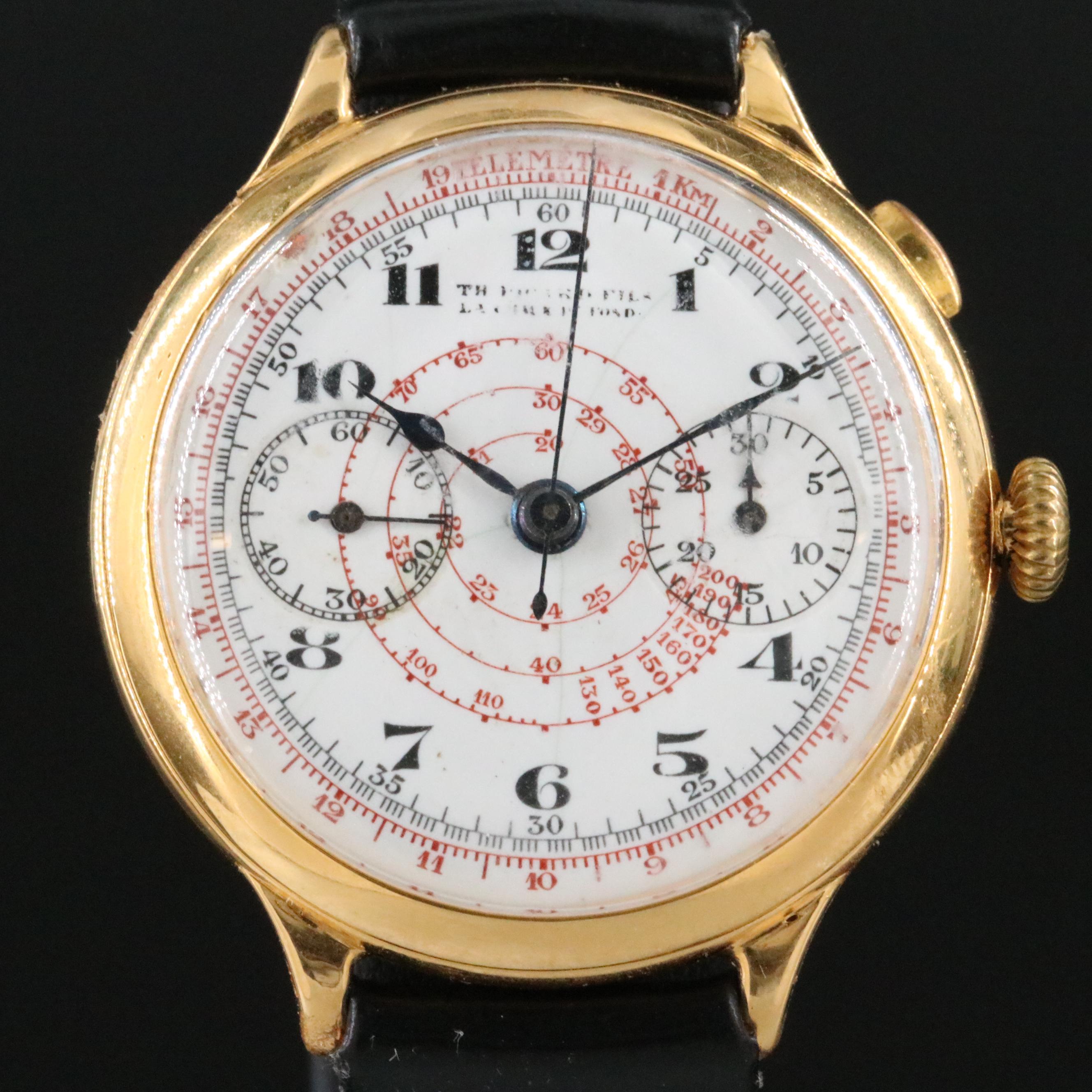 Vintage TH Picard Fils Chronograph 39mm Gold-Plated Manual-Wind Watch
