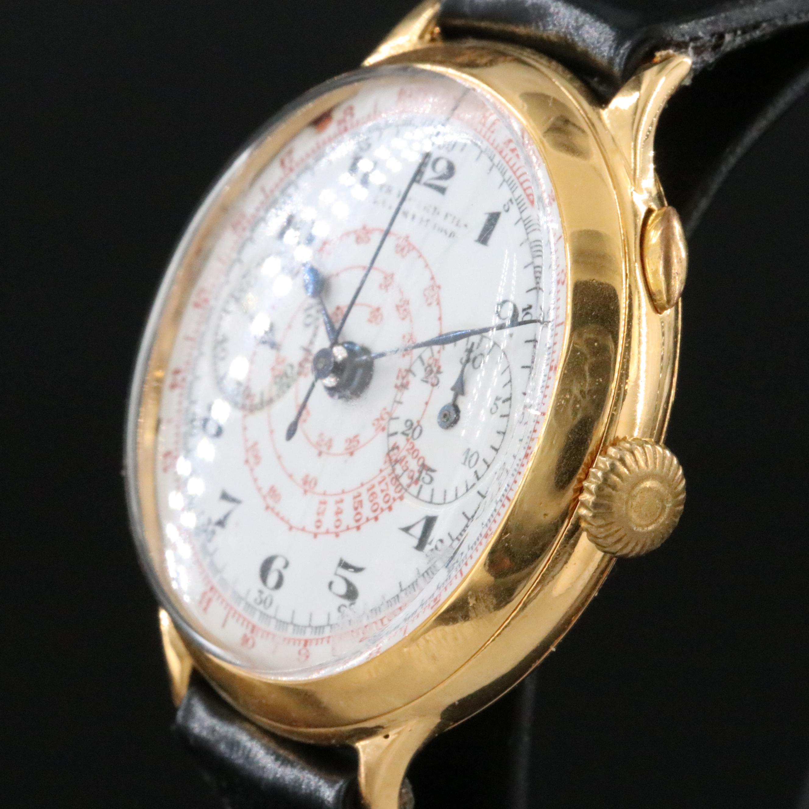 Vintage TH Picard Fils Chronograph 39mm Gold-Plated Manual-Wind Watch