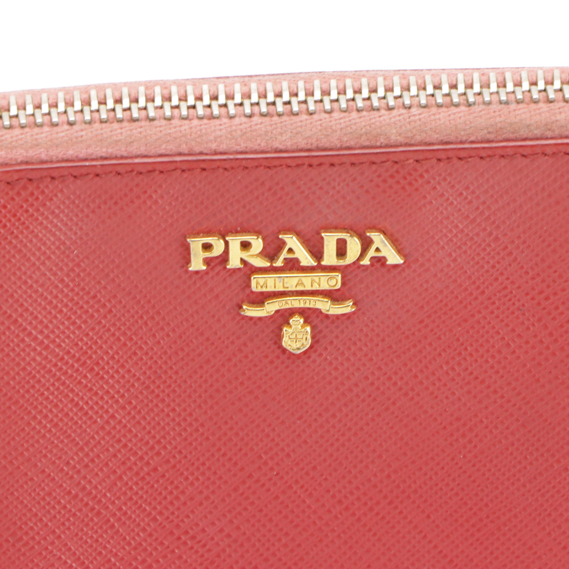 Prada Accessory Pouch in Color Block Saffiano Leather