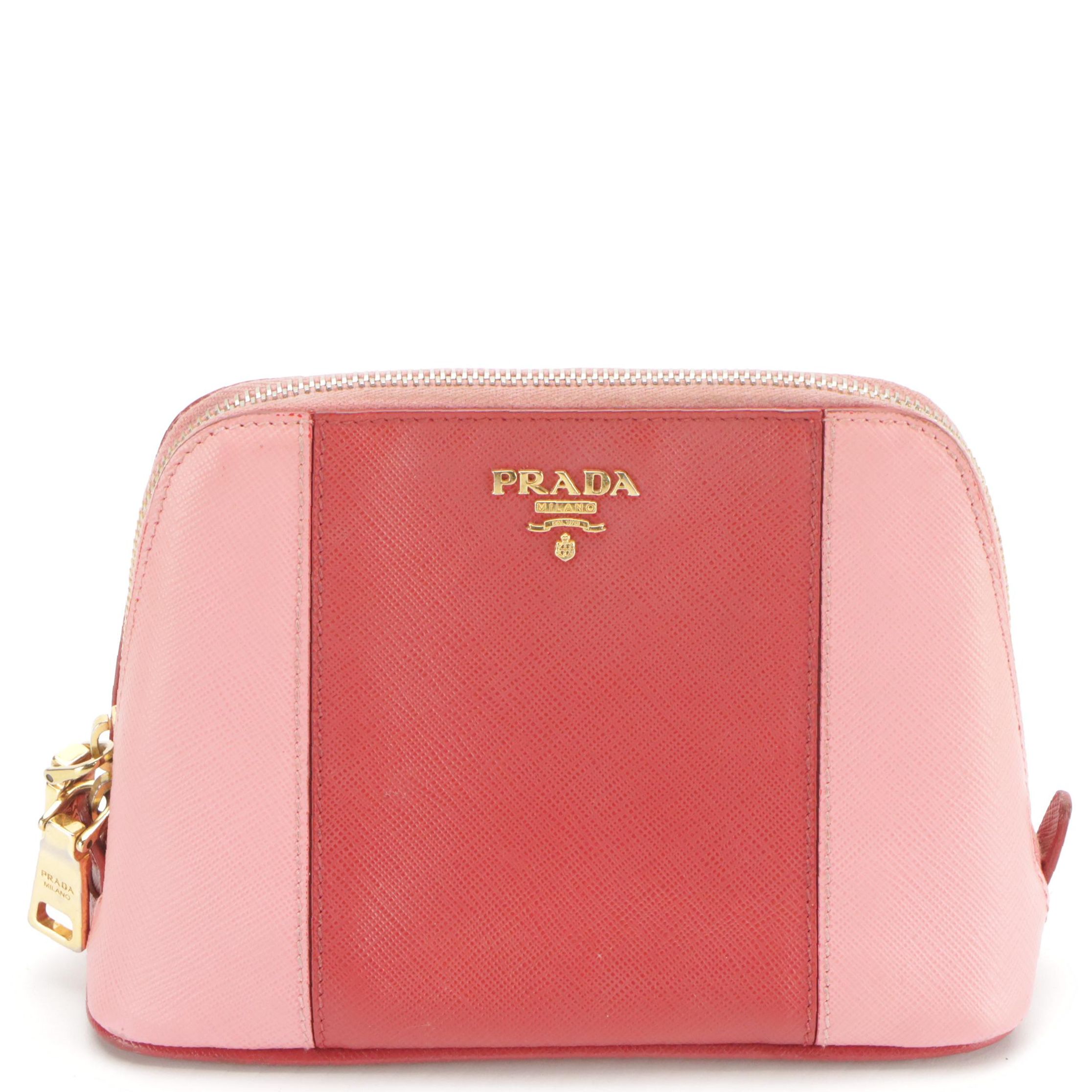 Prada Accessory Pouch in Color Block Saffiano Leather