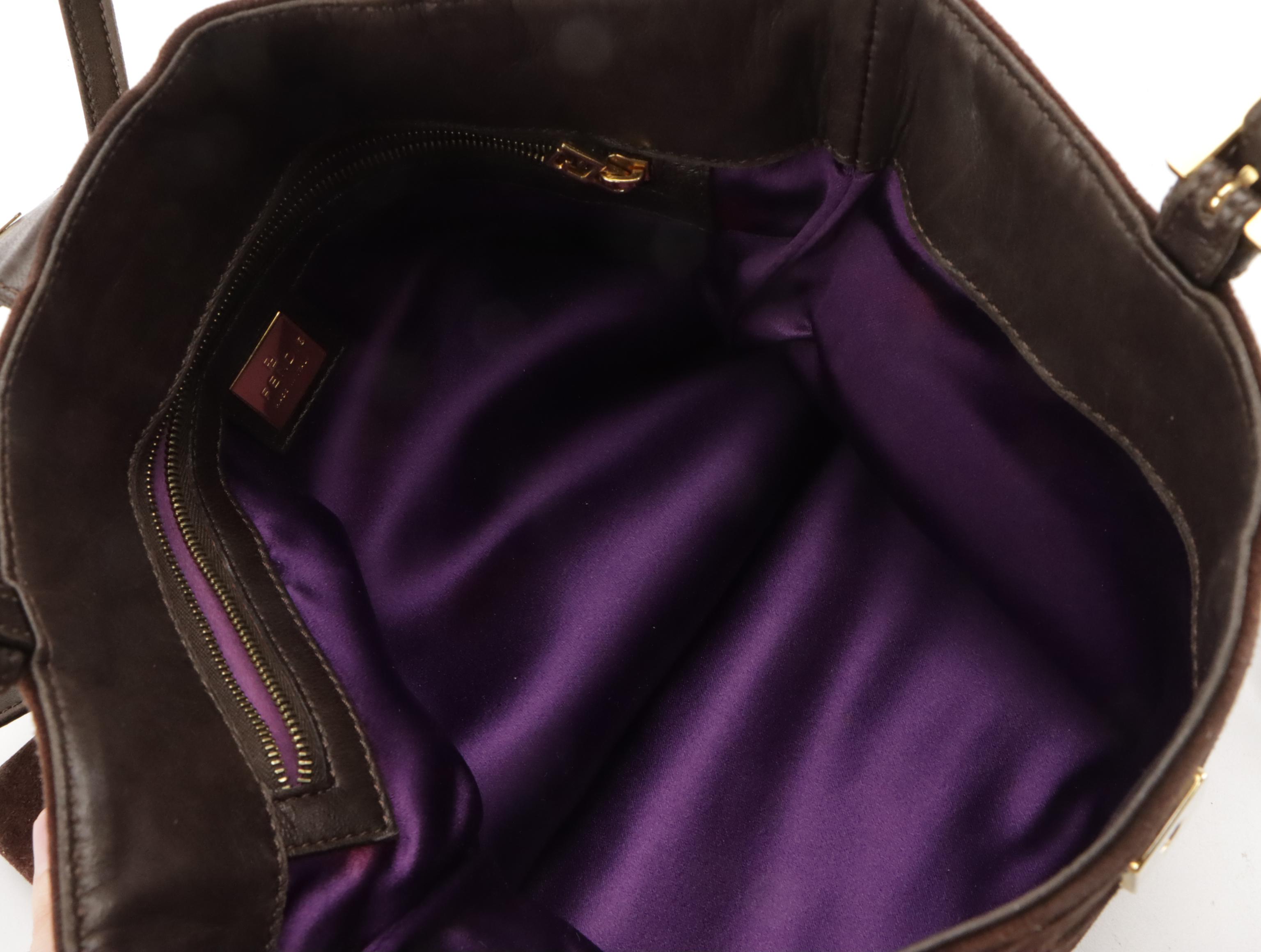 Fendi Brown Suede and Leather Shoulder Tote Bag