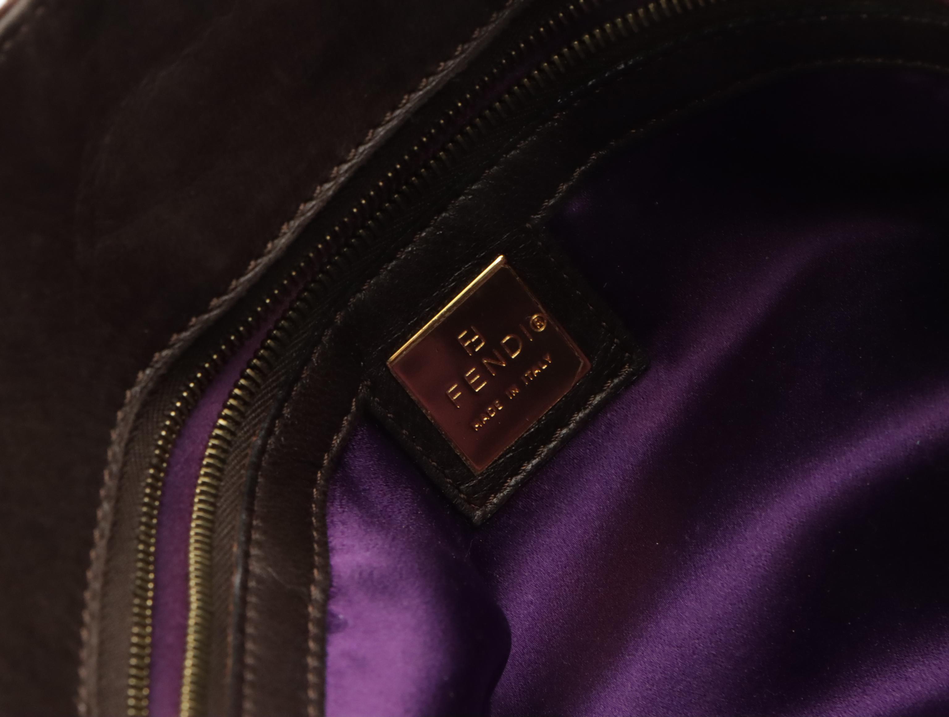 Fendi Brown Suede and Leather Shoulder Tote Bag