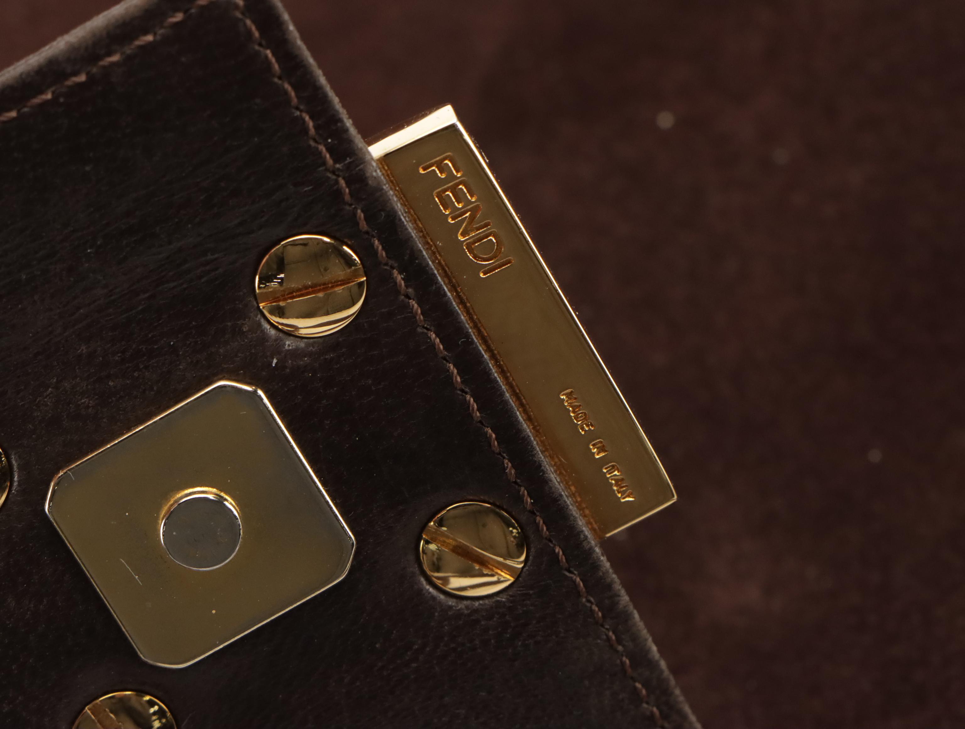 Fendi Brown Suede and Leather Shoulder Tote Bag