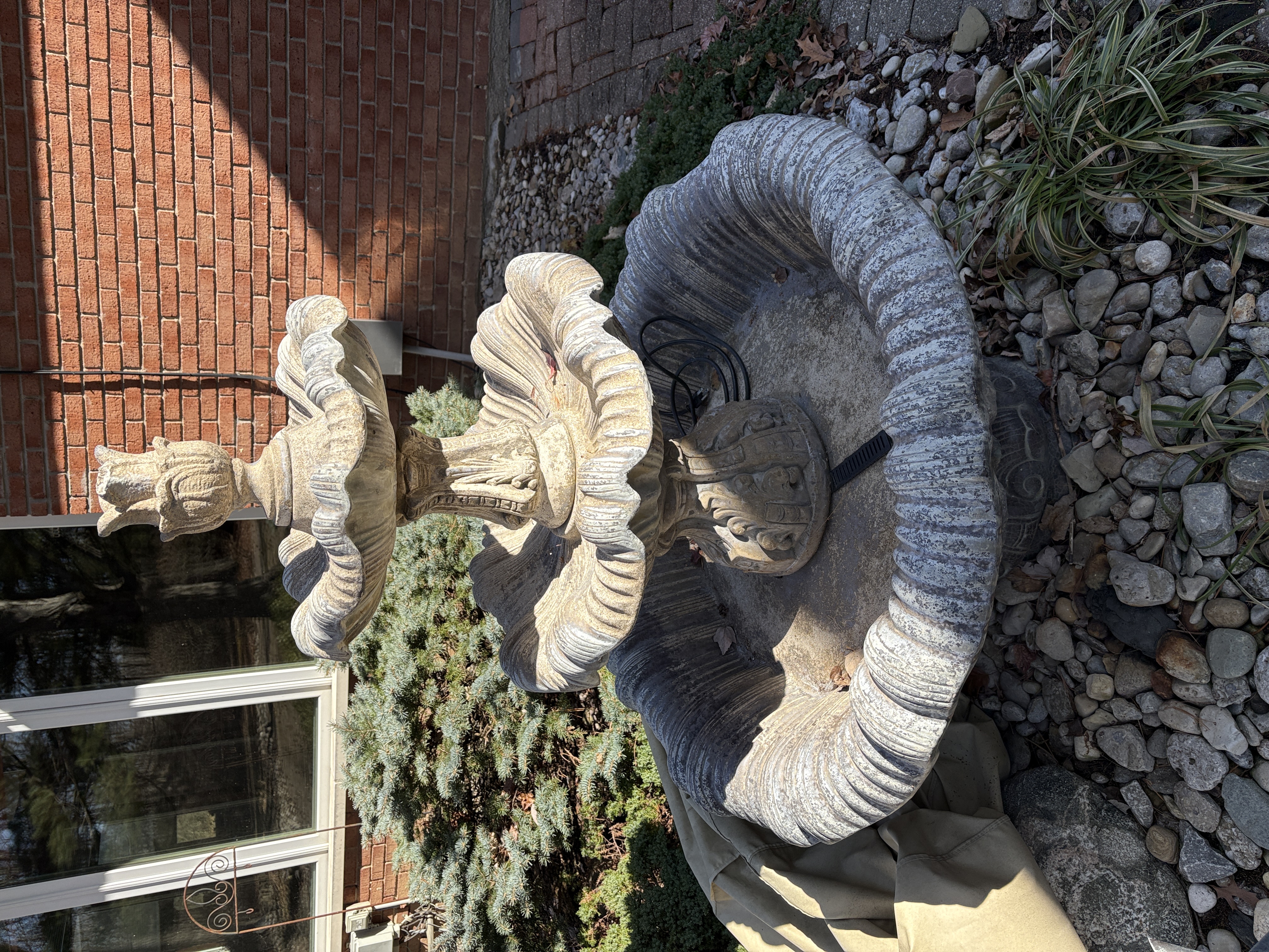 Tiered Acanthus Leaf Motif Outdoor Fountain