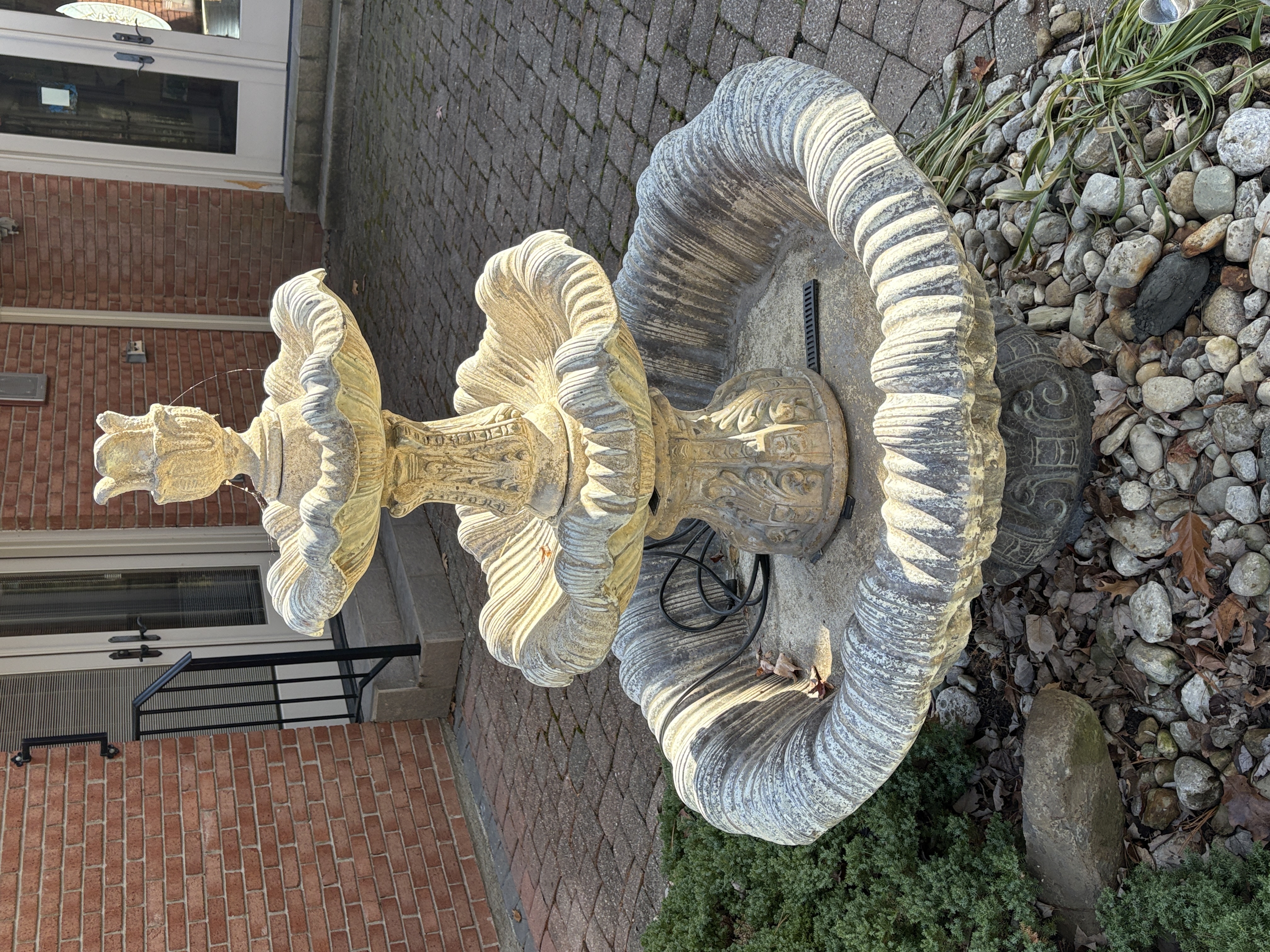 Tiered Acanthus Leaf Motif Outdoor Fountain