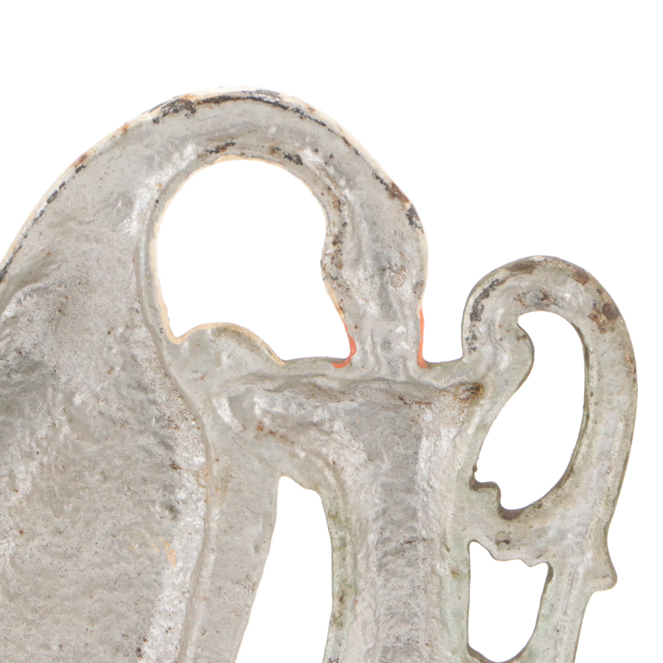 Painted Cast Iron Crane and Urn Doorstop, Early to Mid-20th Century