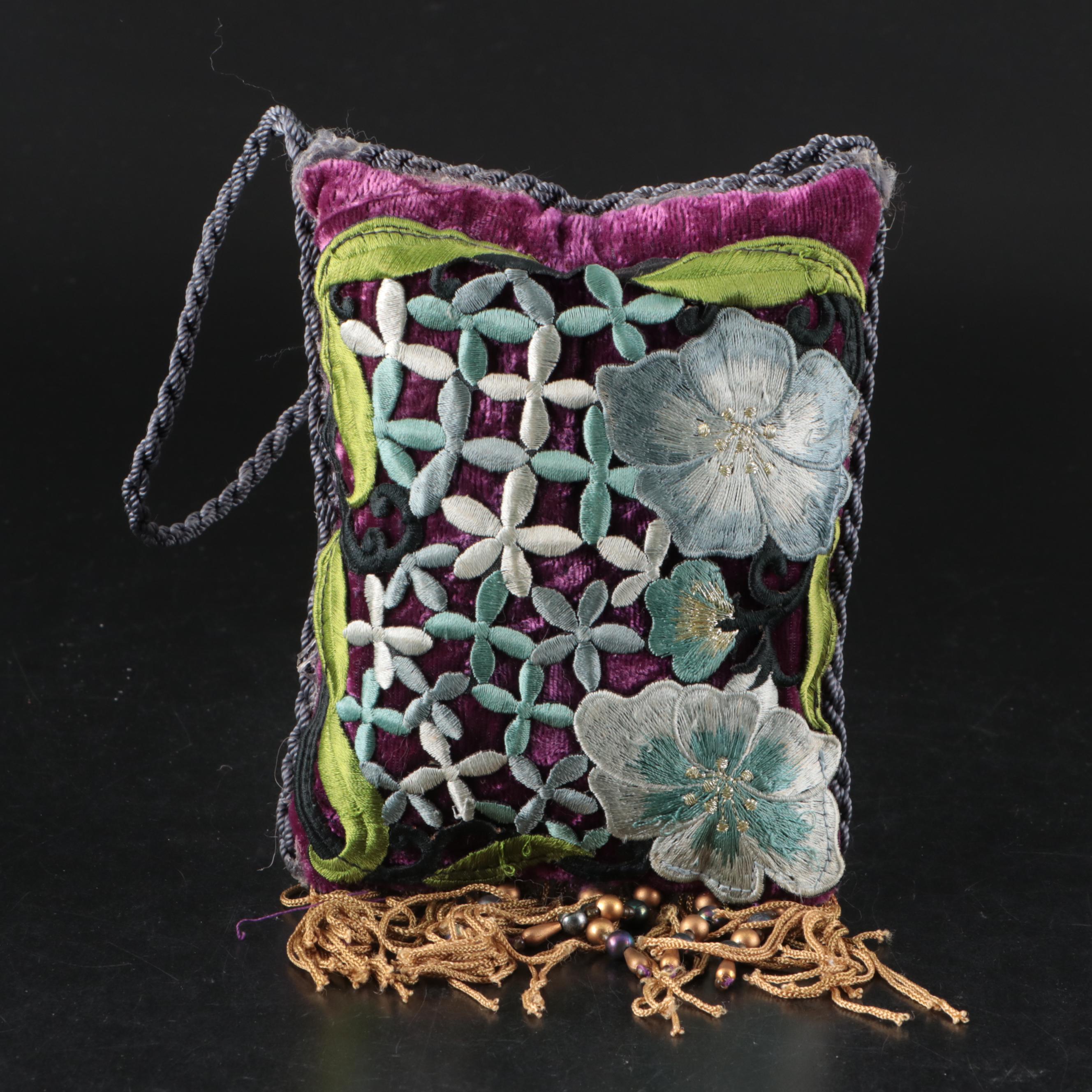 Victorian Style Pillow Pin Cushion with Mirrored Plateau and Other Decor