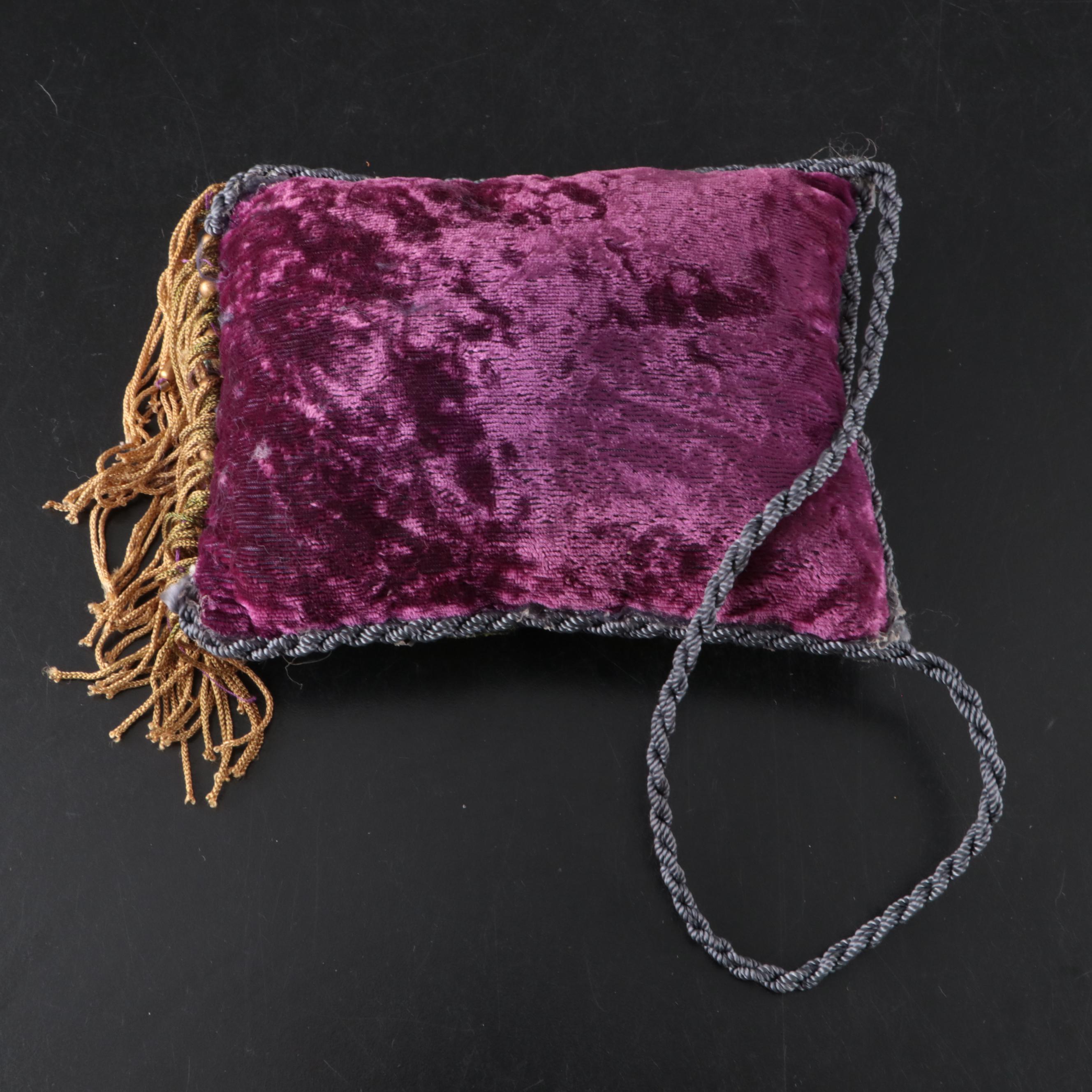 Victorian Style Pillow Pin Cushion with Mirrored Plateau and Other Decor