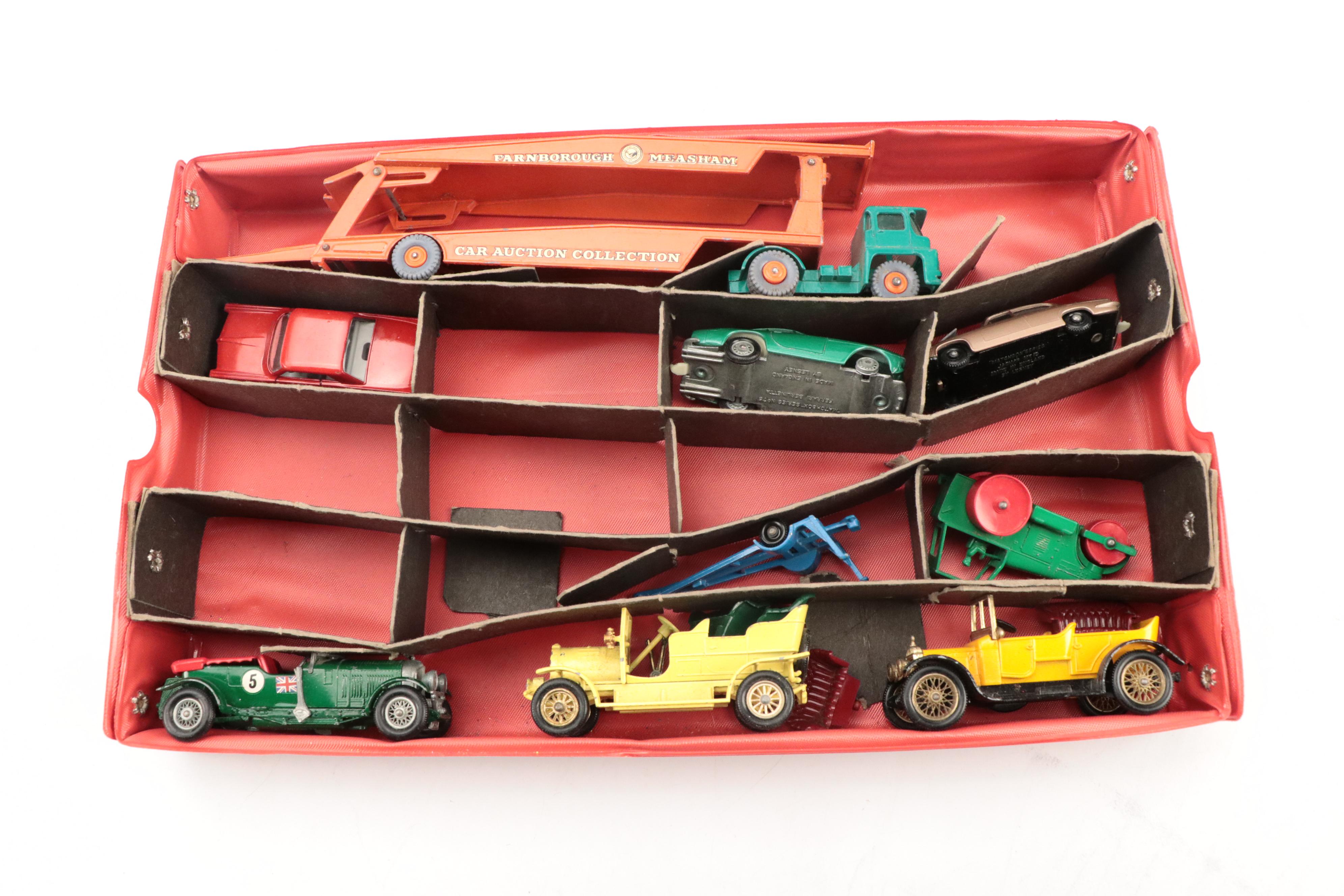 Lesney Matchbox Toy Cars and Carrying Case, Mid to Late 20th Century