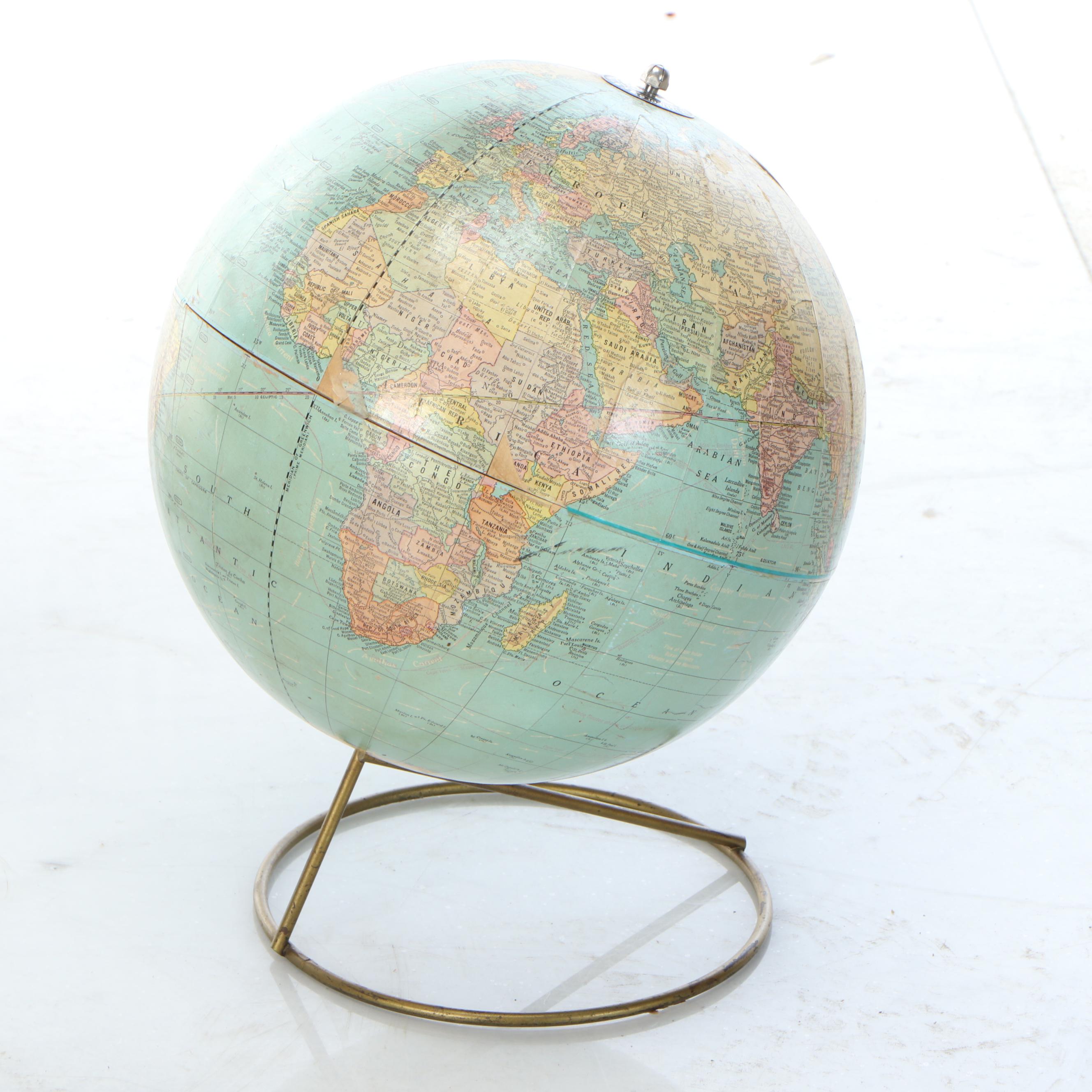 Cram's Imperial 12" World Globe with Wire Bookshelf or Record Rack