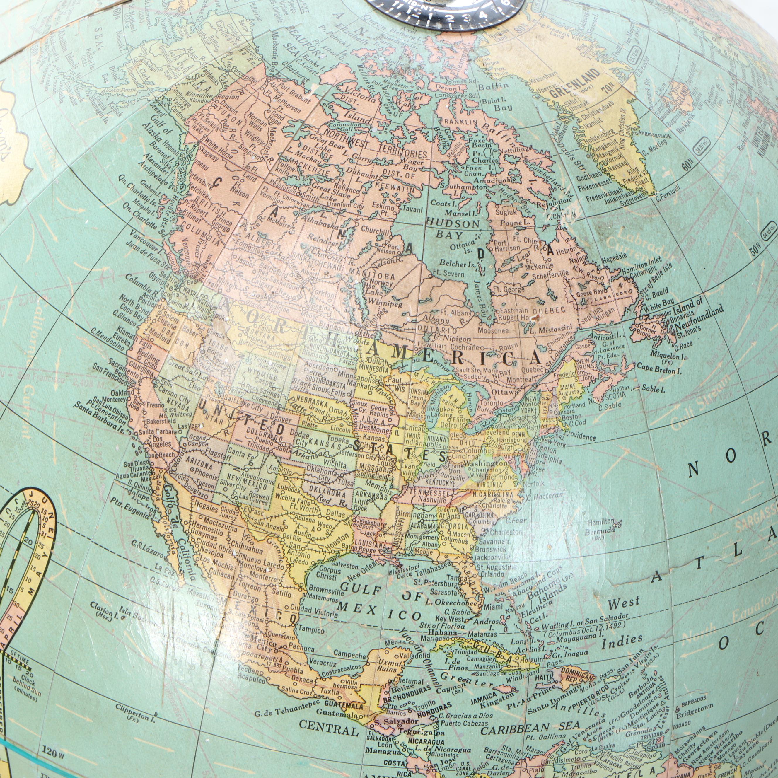 Cram's Imperial 12" World Globe with Wire Bookshelf or Record Rack