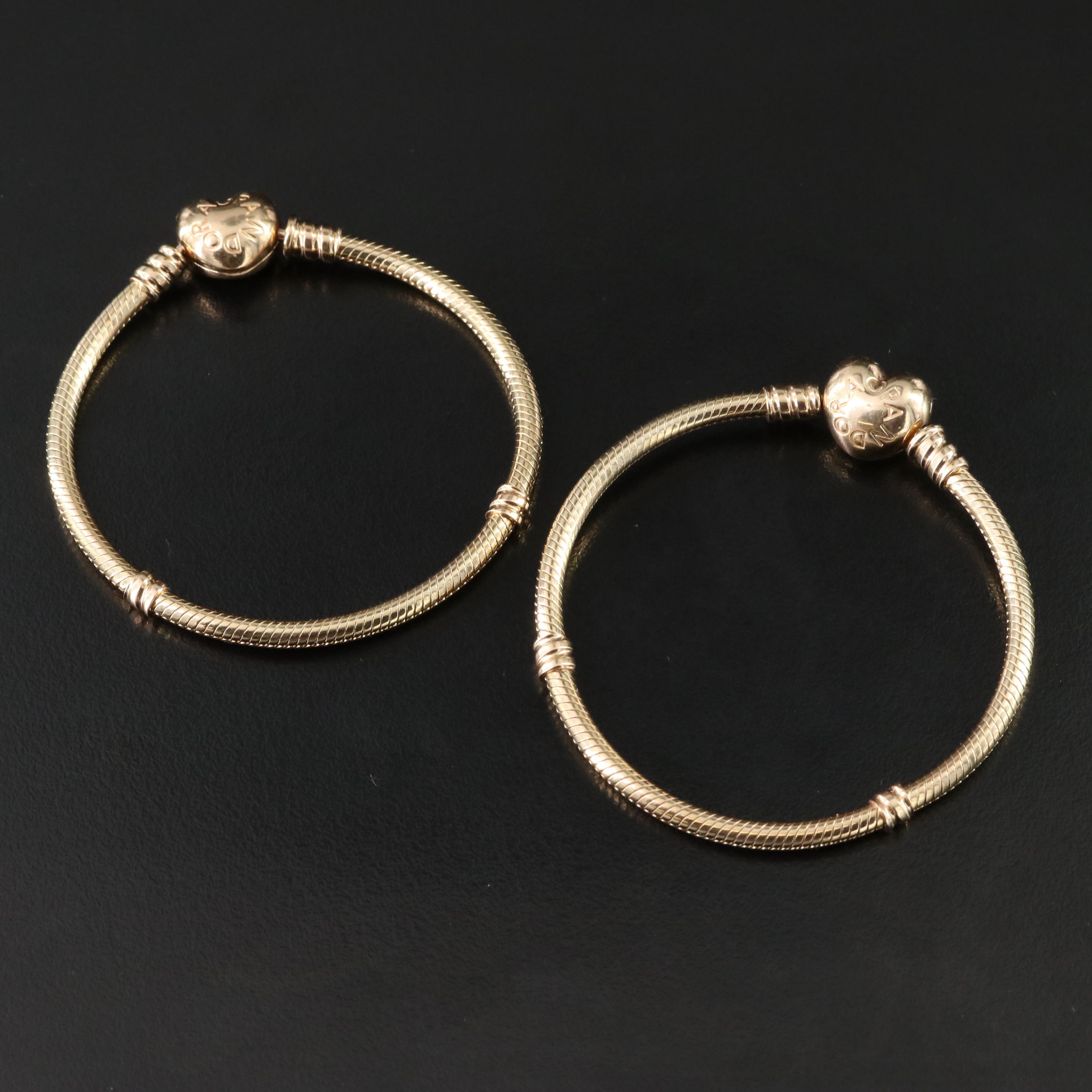 Pandora Moments Heart Clasp Snake Chain Bracelets