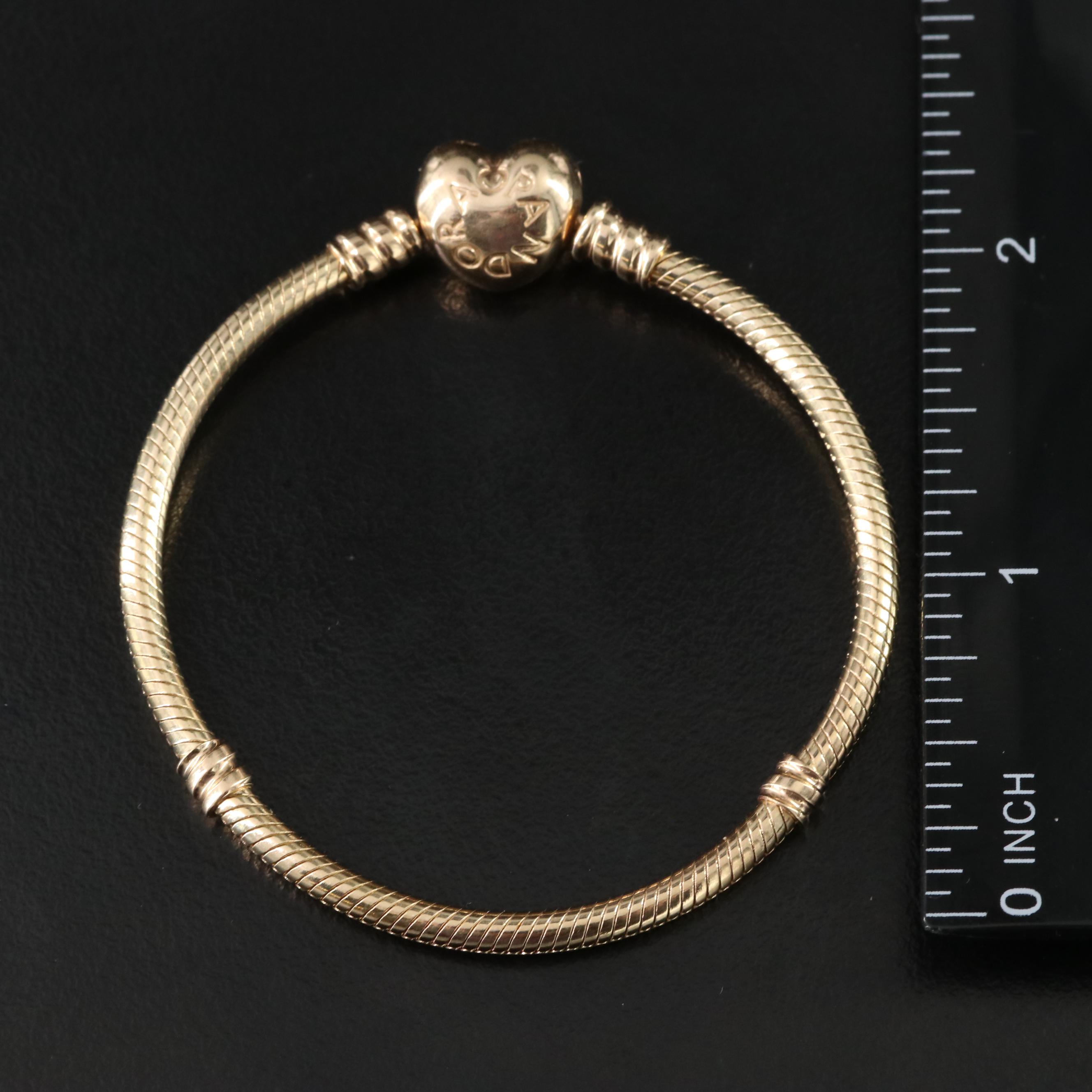 Pandora Moments Heart Clasp Snake Chain Bracelets