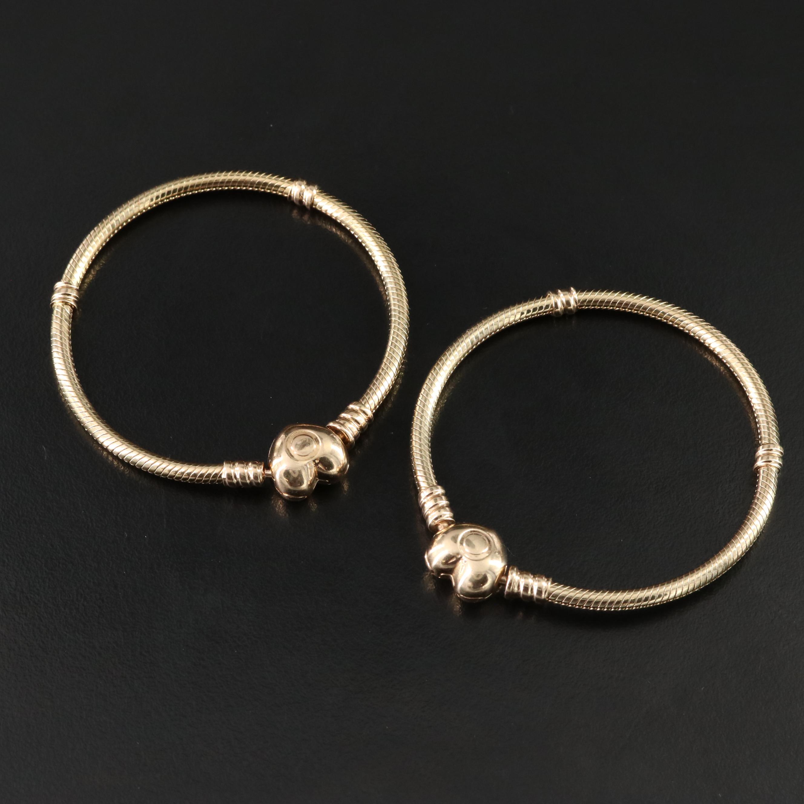 Pandora Moments Heart Clasp Snake Chain Bracelets