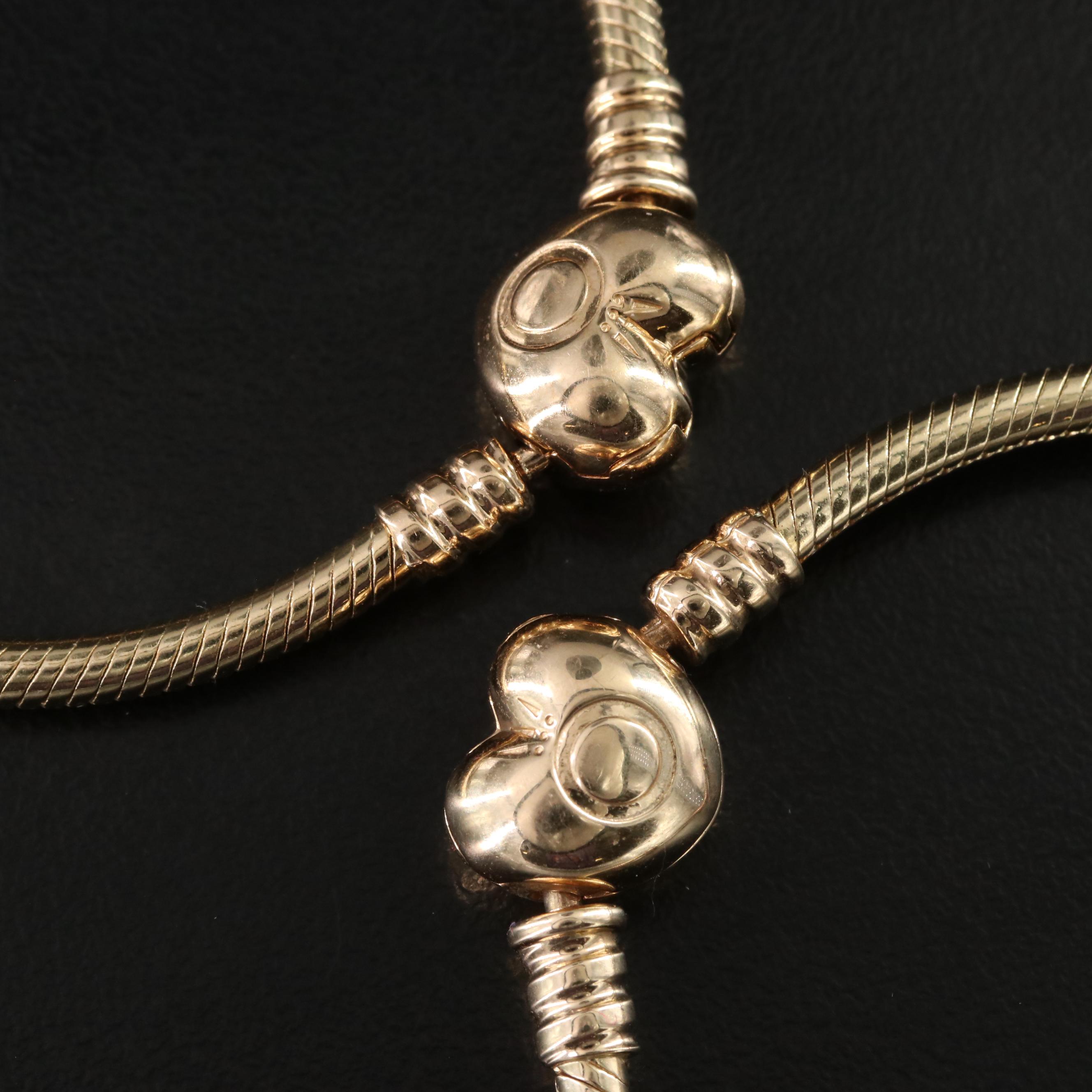 Pandora Moments Heart Clasp Snake Chain Bracelets