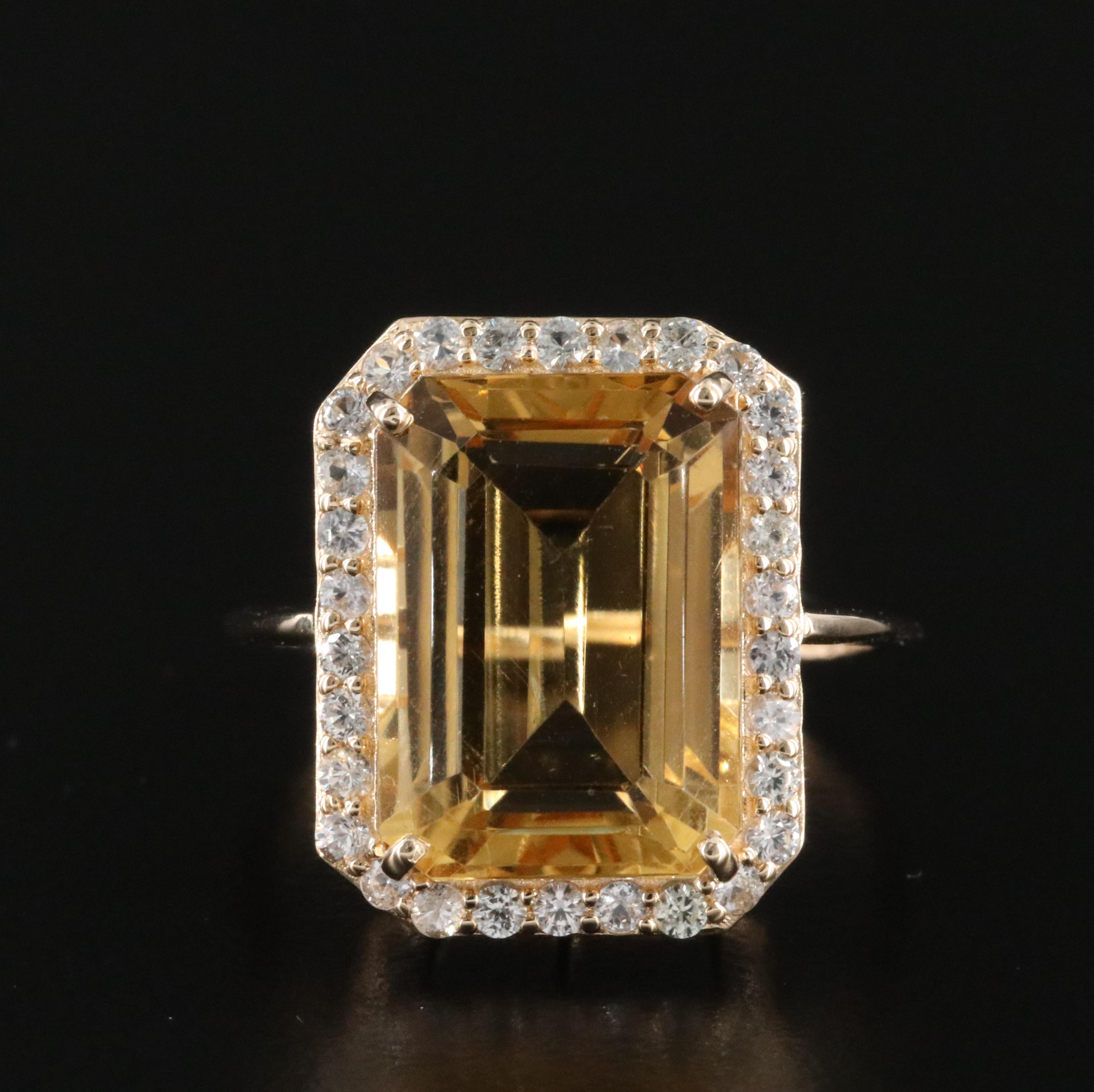 14K Citrine and White Sapphire Ring