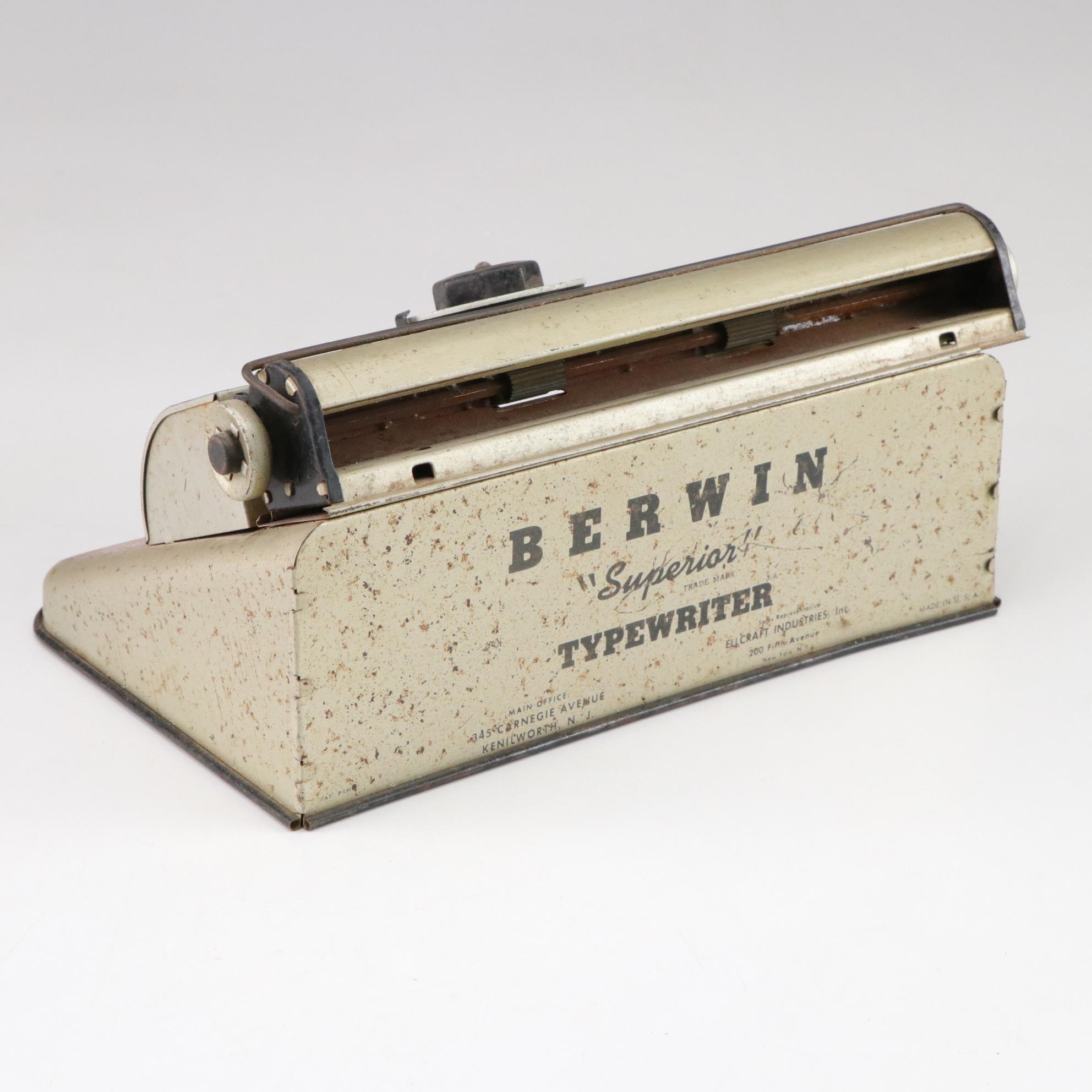 Berwin "Superior" Typewriter, Wolverine Washing Machine, and Durable 3-Coin Bank