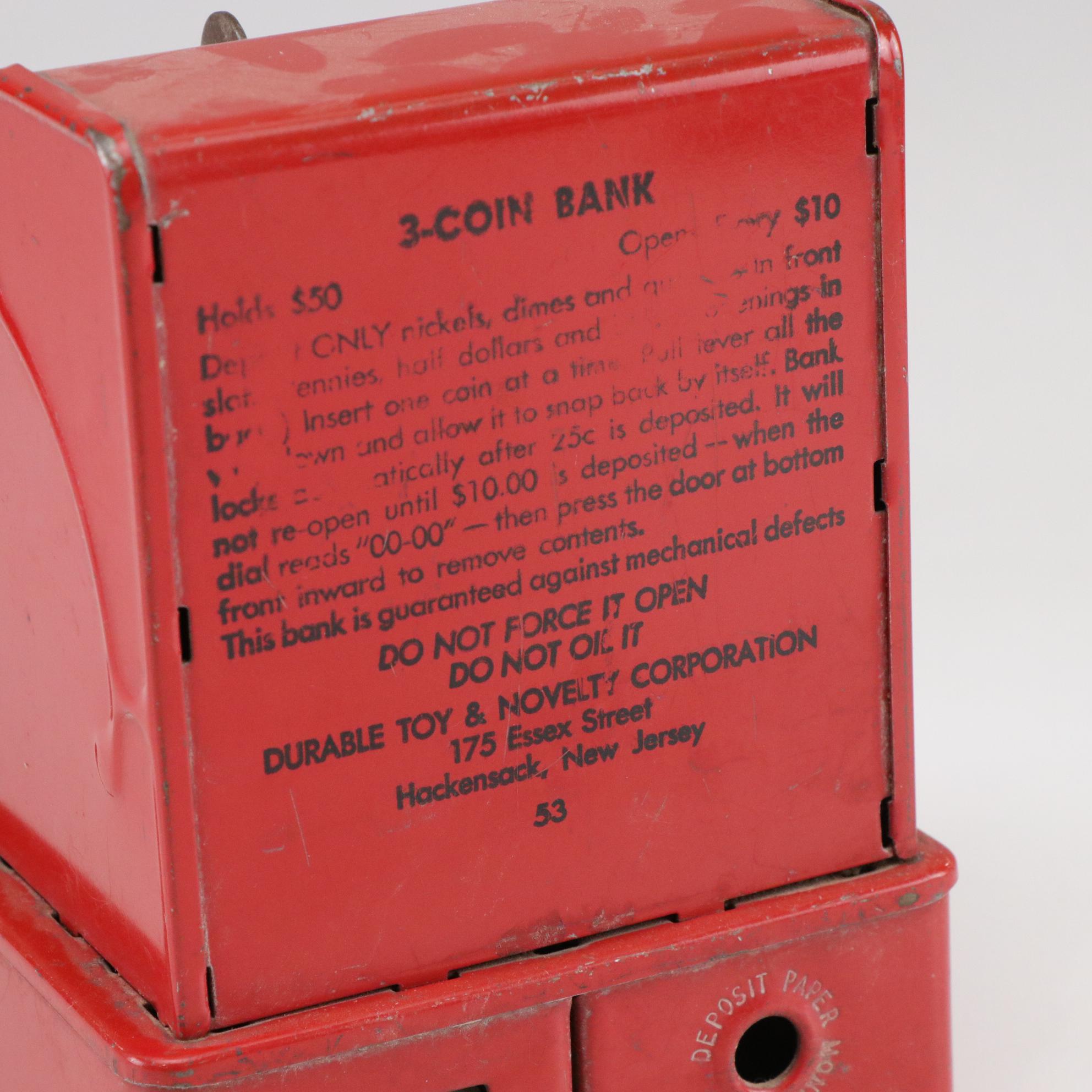 Berwin "Superior" Typewriter, Wolverine Washing Machine, and Durable 3-Coin Bank