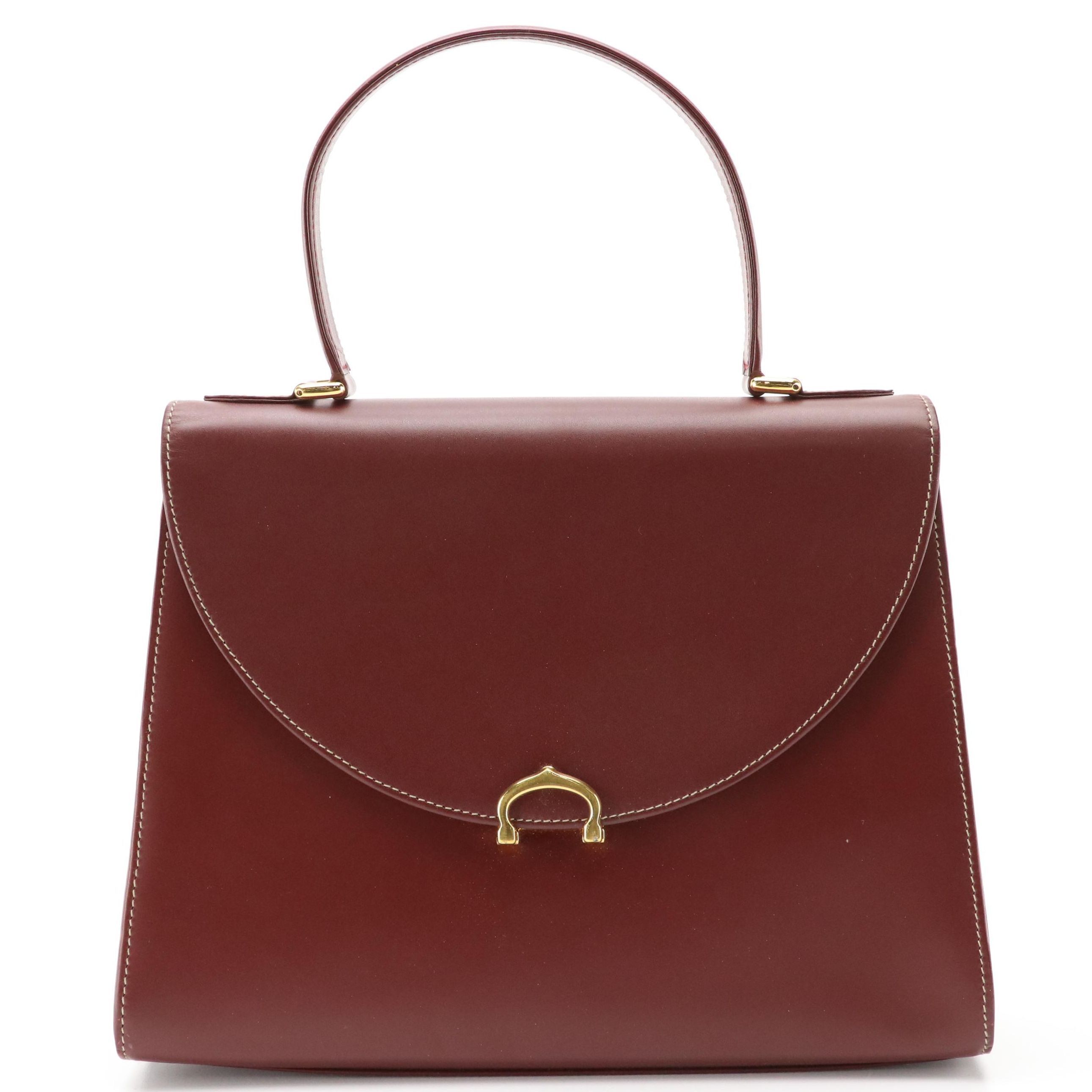 Cartier Must de Cartier Top Handle Bag in Burgundy Leather
