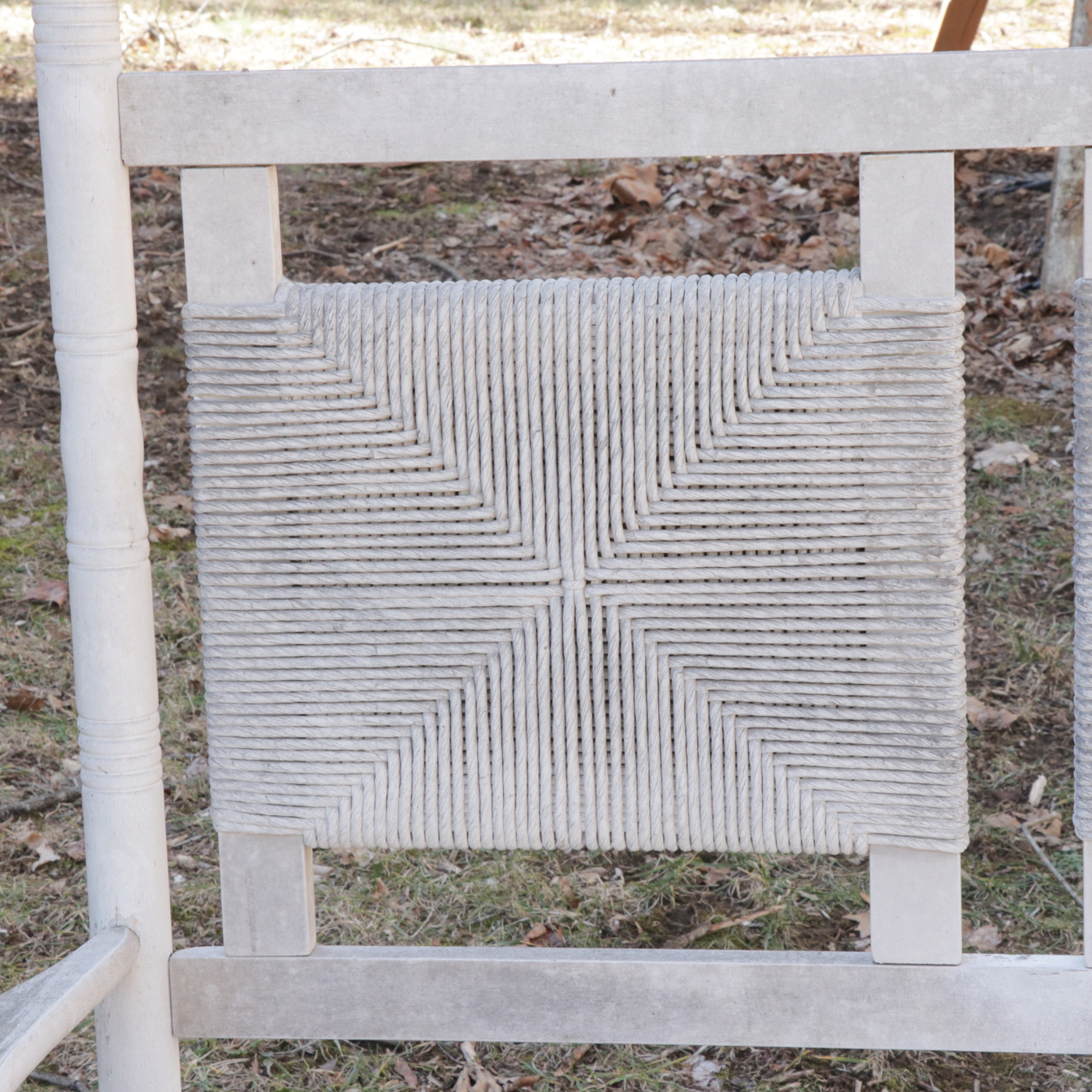 Painted White Double Rocking Chair with Rush Seat and Back