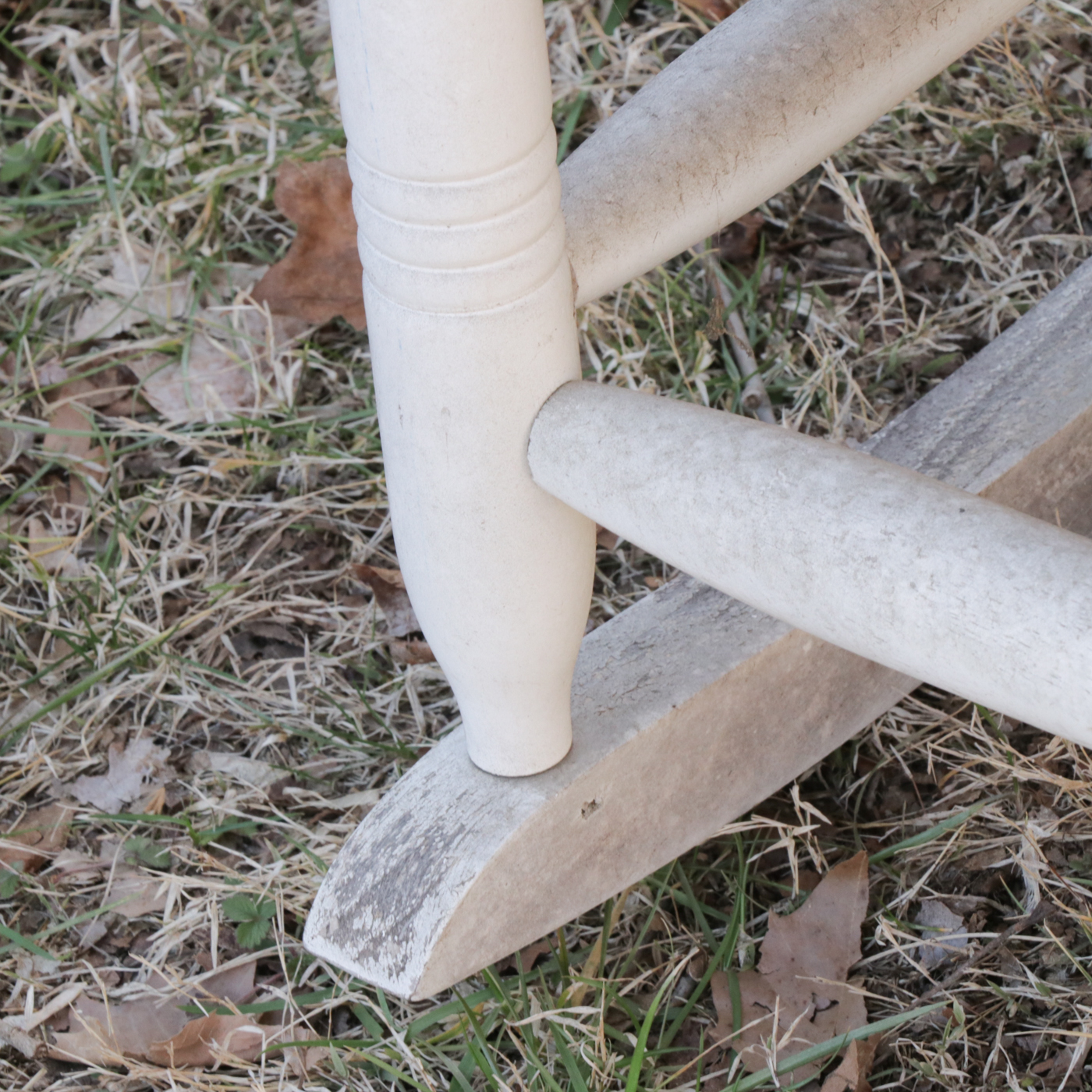 Painted White Double Rocking Chair with Rush Seat and Back