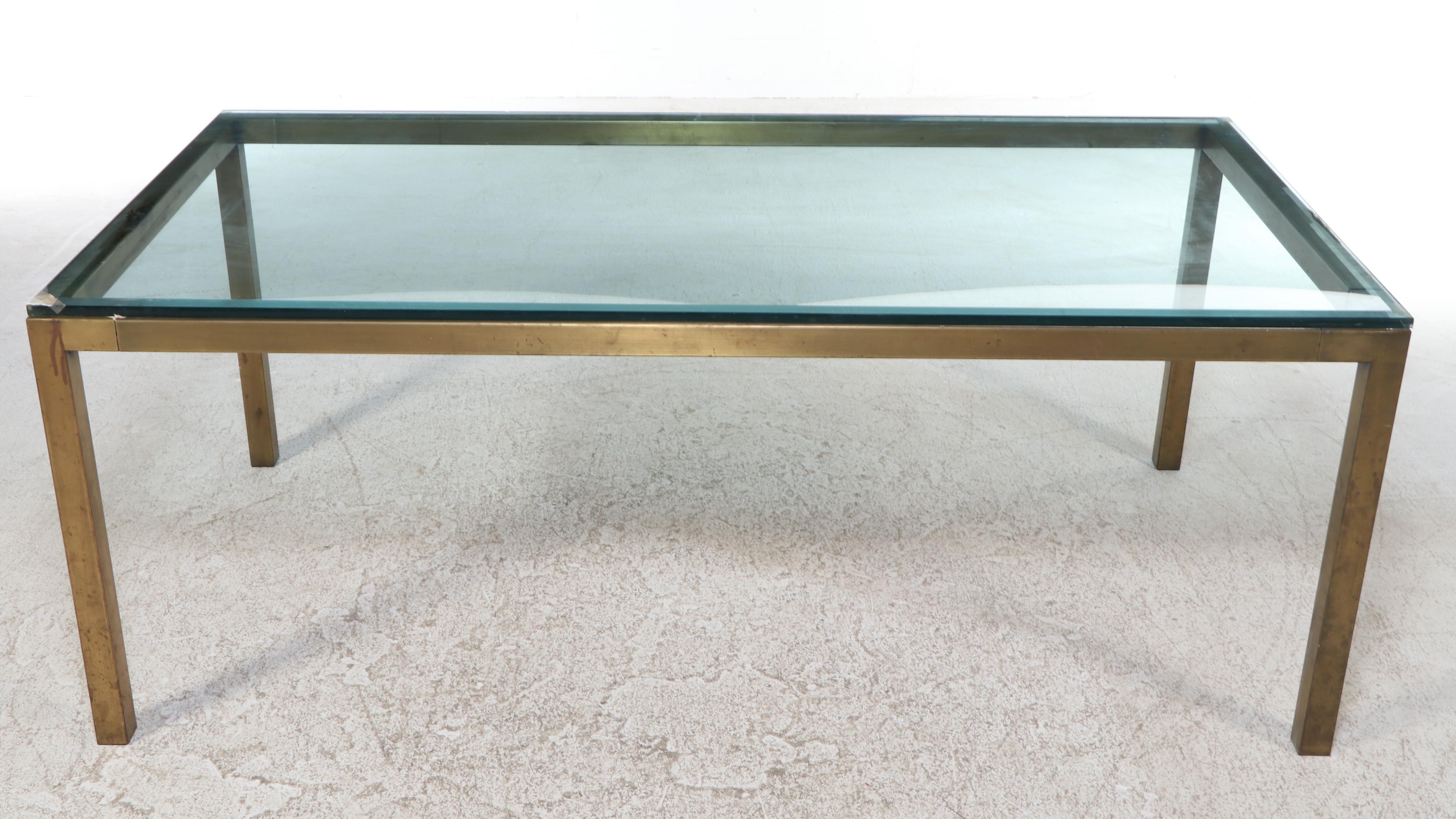 Milo Baughman for Design Institute America Brass Parsons Dining Table and Chairs