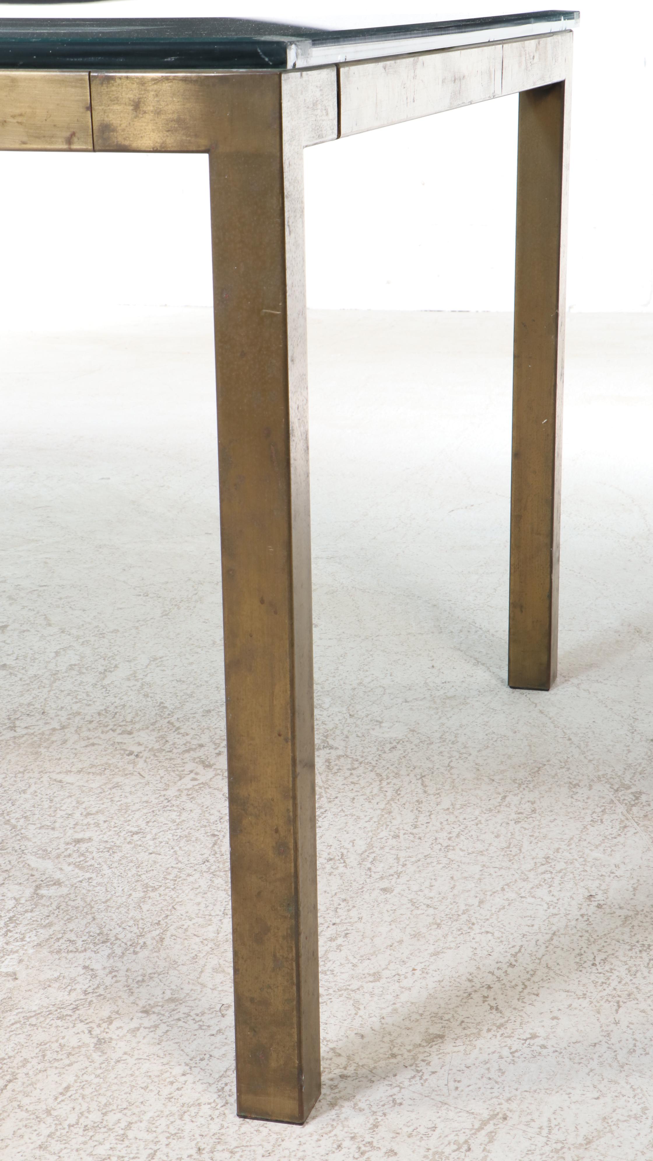 Milo Baughman for Design Institute America Brass Parsons Dining Table and Chairs