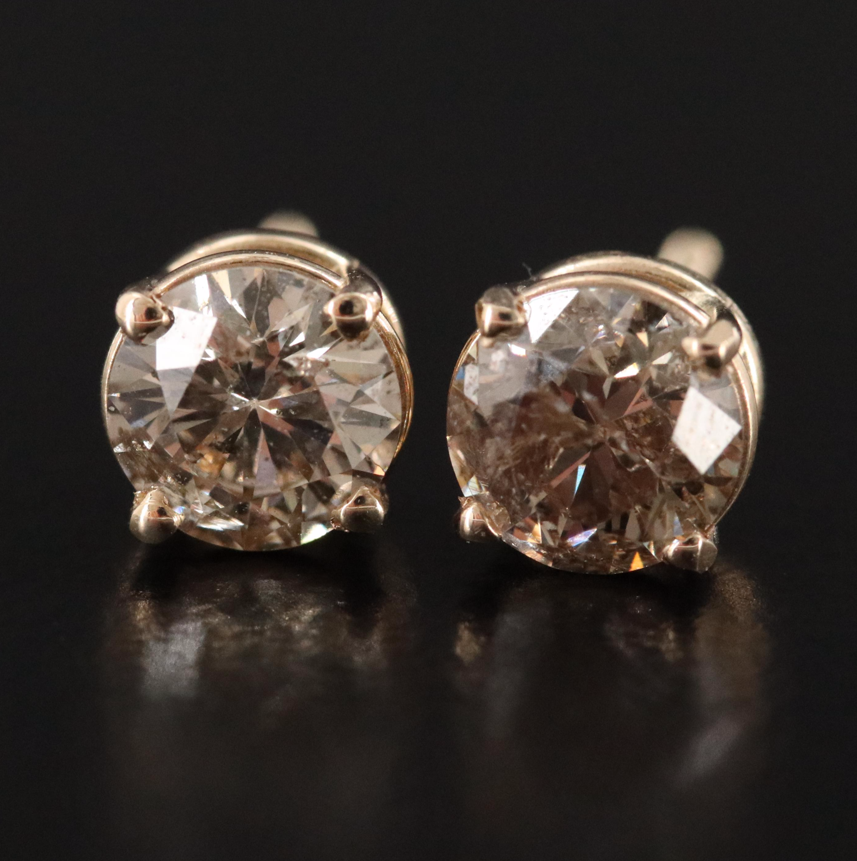14K 1.23 CTW Diamond Solitaire Earrings