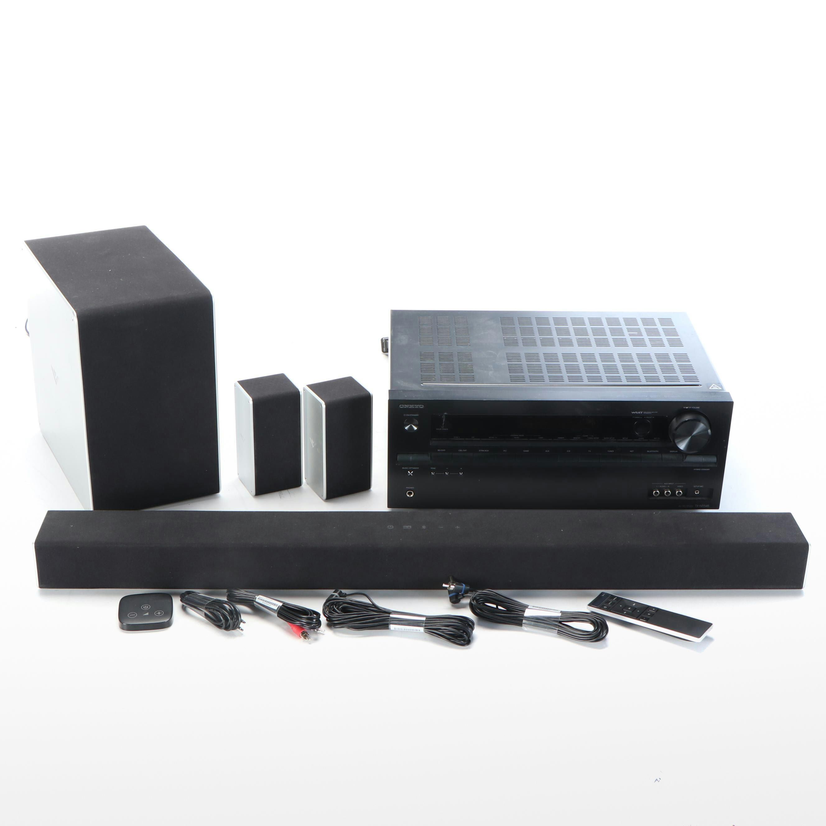 Onkyo TX-NR545 AV Receiver with Vizio Four-Piece Home Theater Sound System
