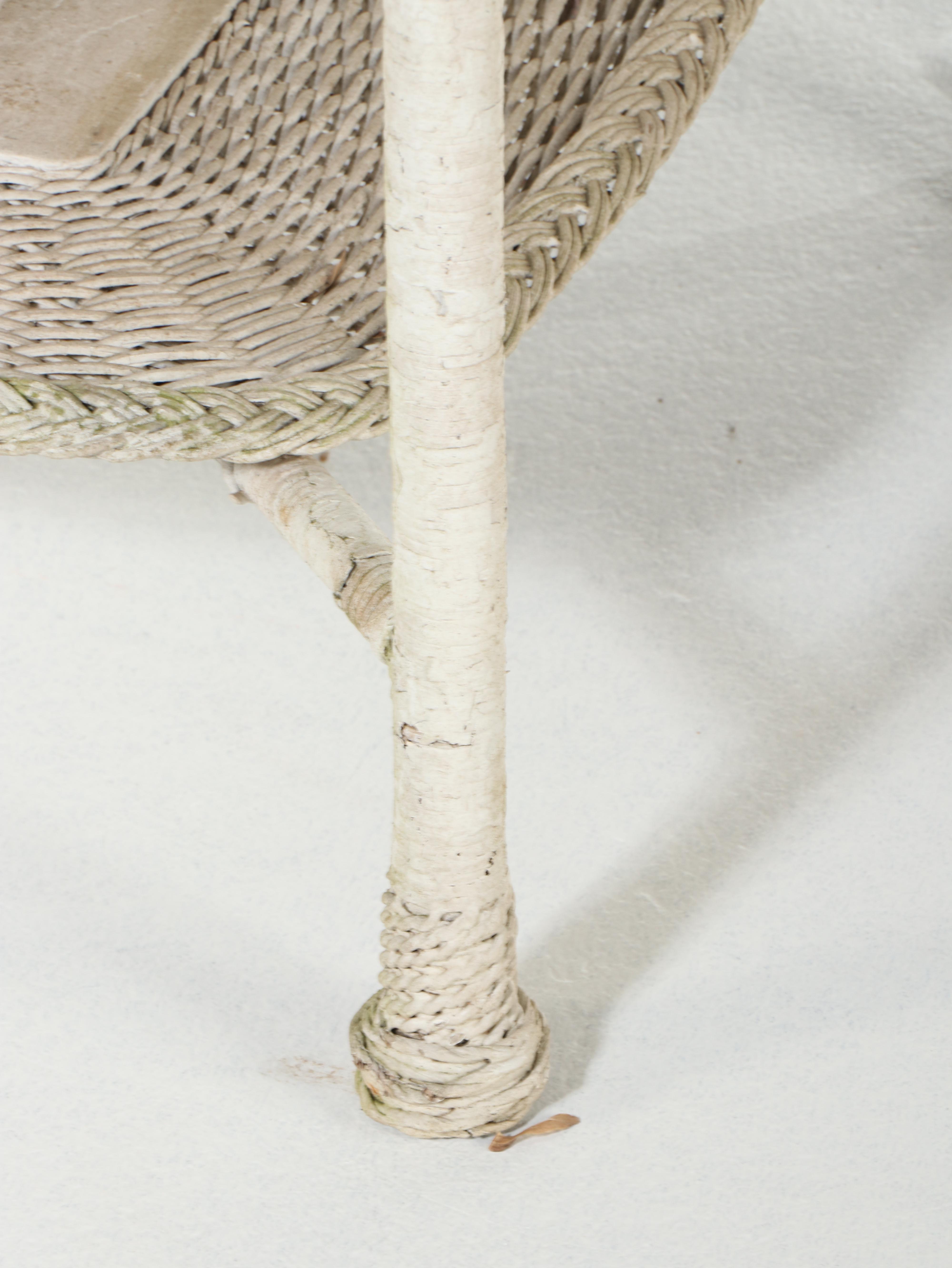 White Wicker Accent Table Patio Table