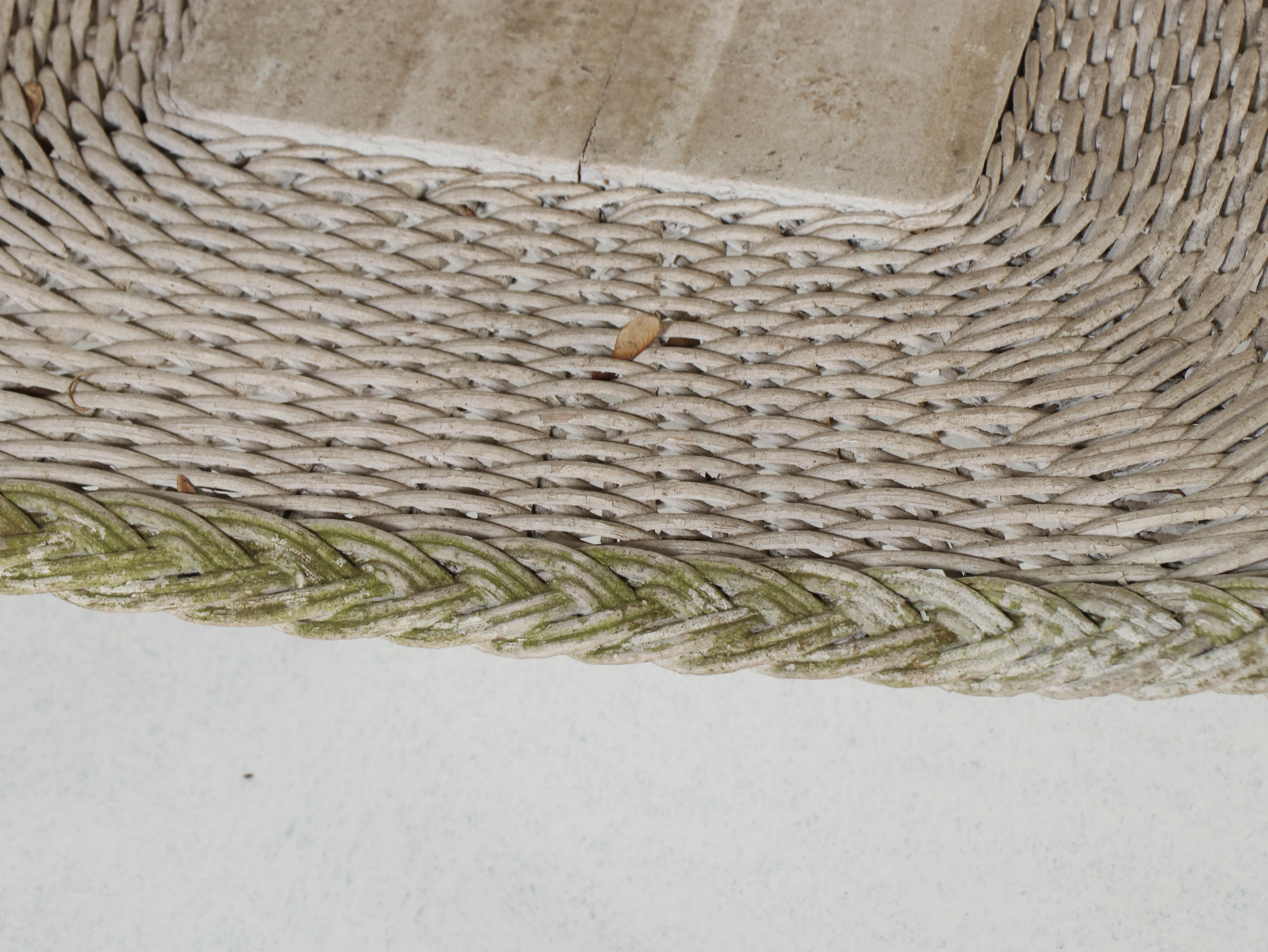 White Wicker Accent Table Patio Table