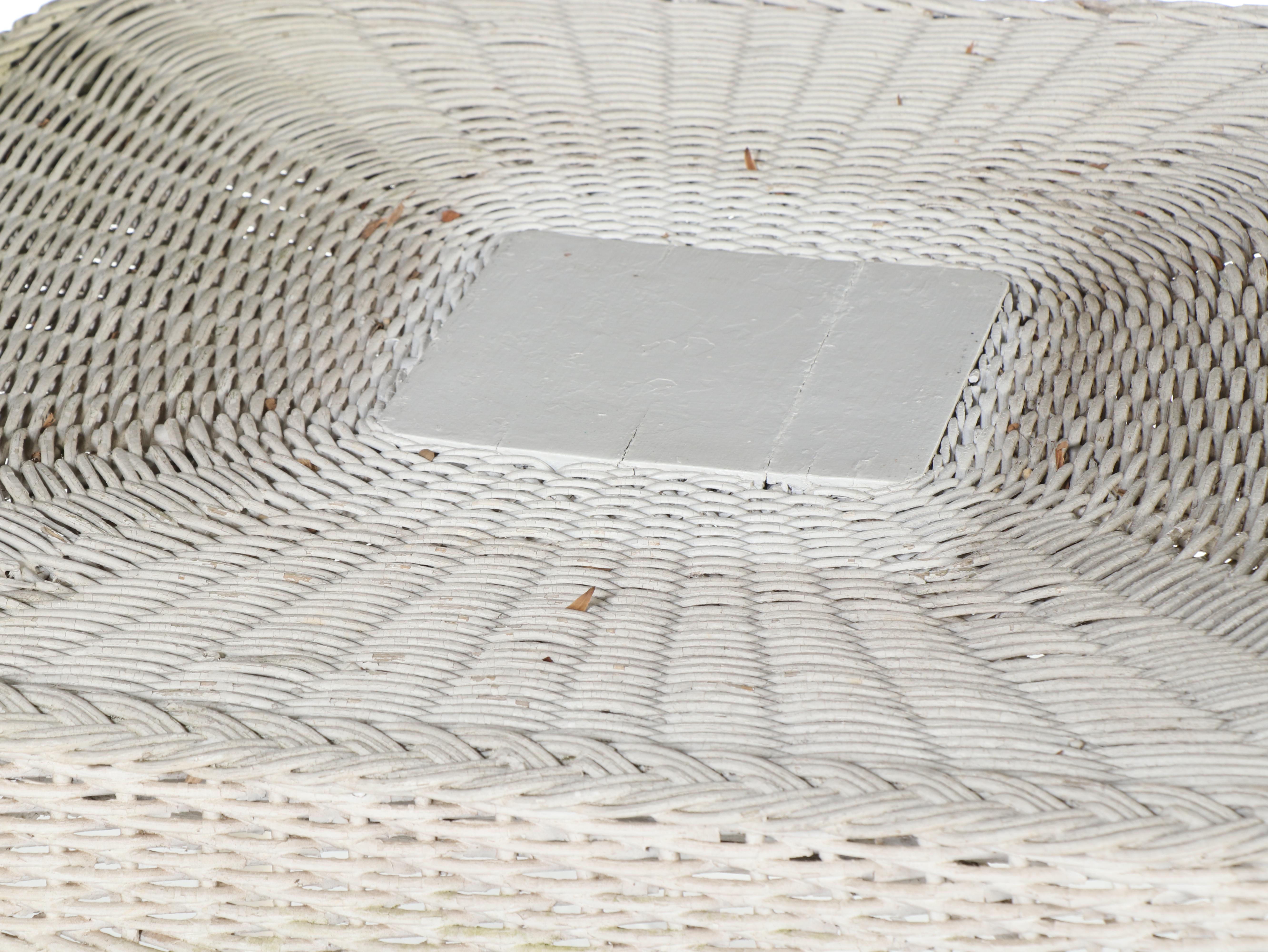 White Wicker Accent Table Patio Table