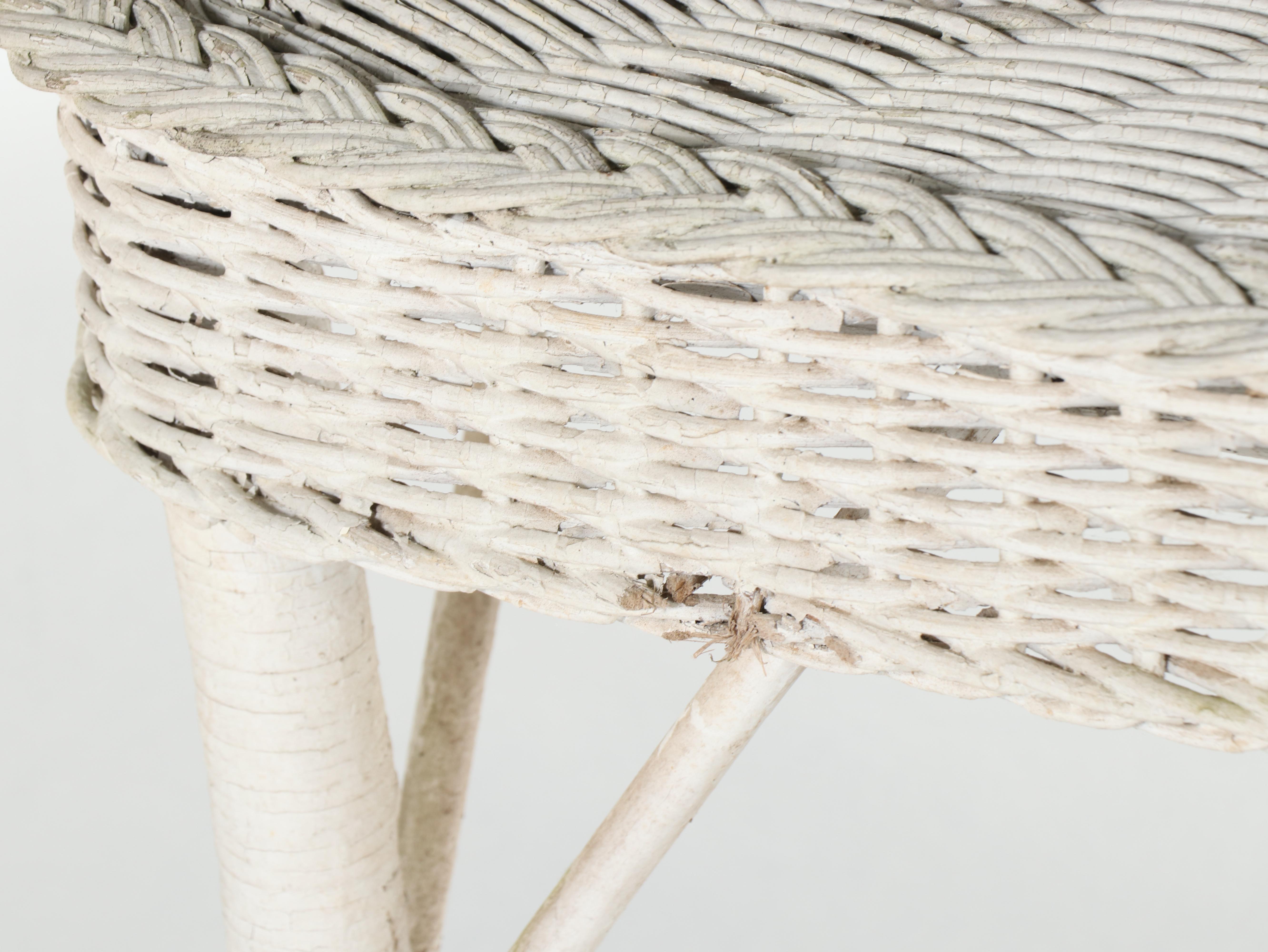 White Wicker Accent Table Patio Table