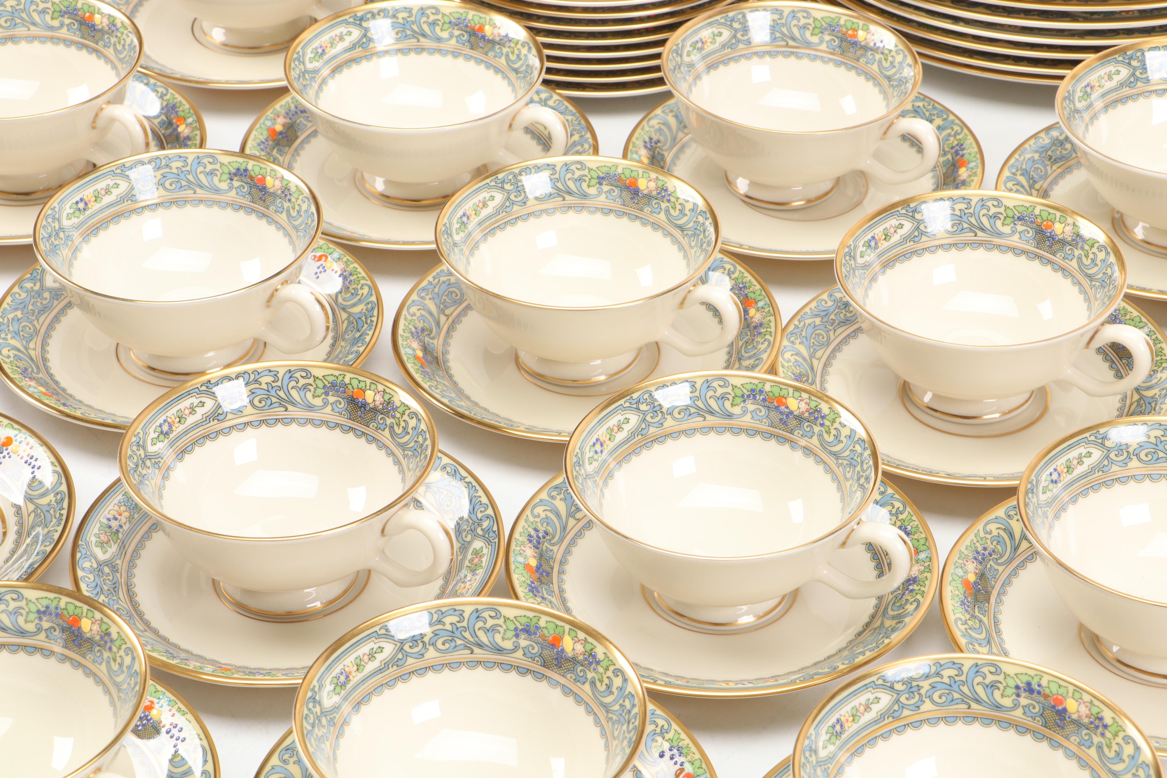 Lenox "Autumn" Porcelain Dinnerware with Teacups and Saucers