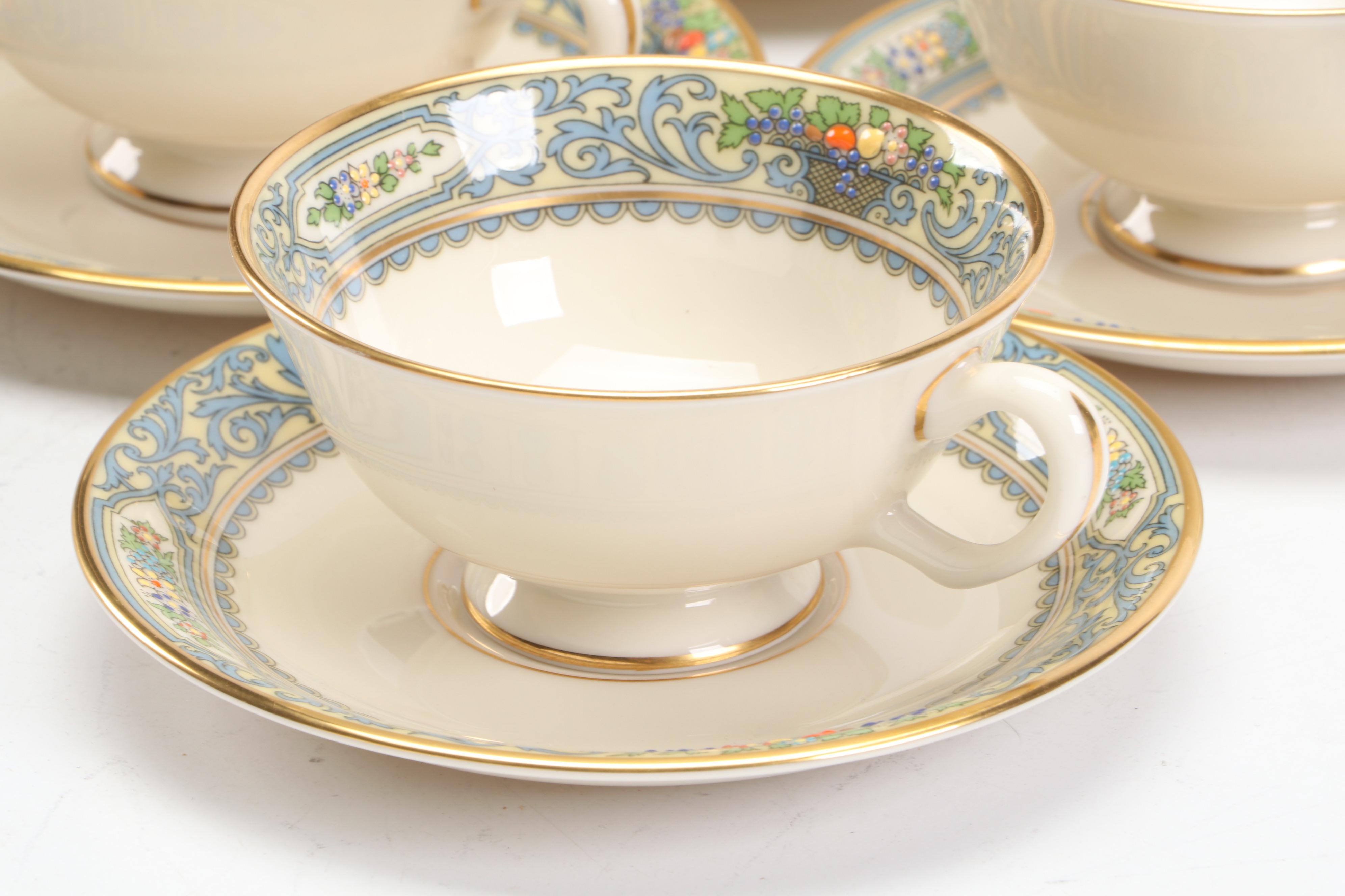 Lenox "Autumn" Porcelain Dinnerware with Teacups and Saucers