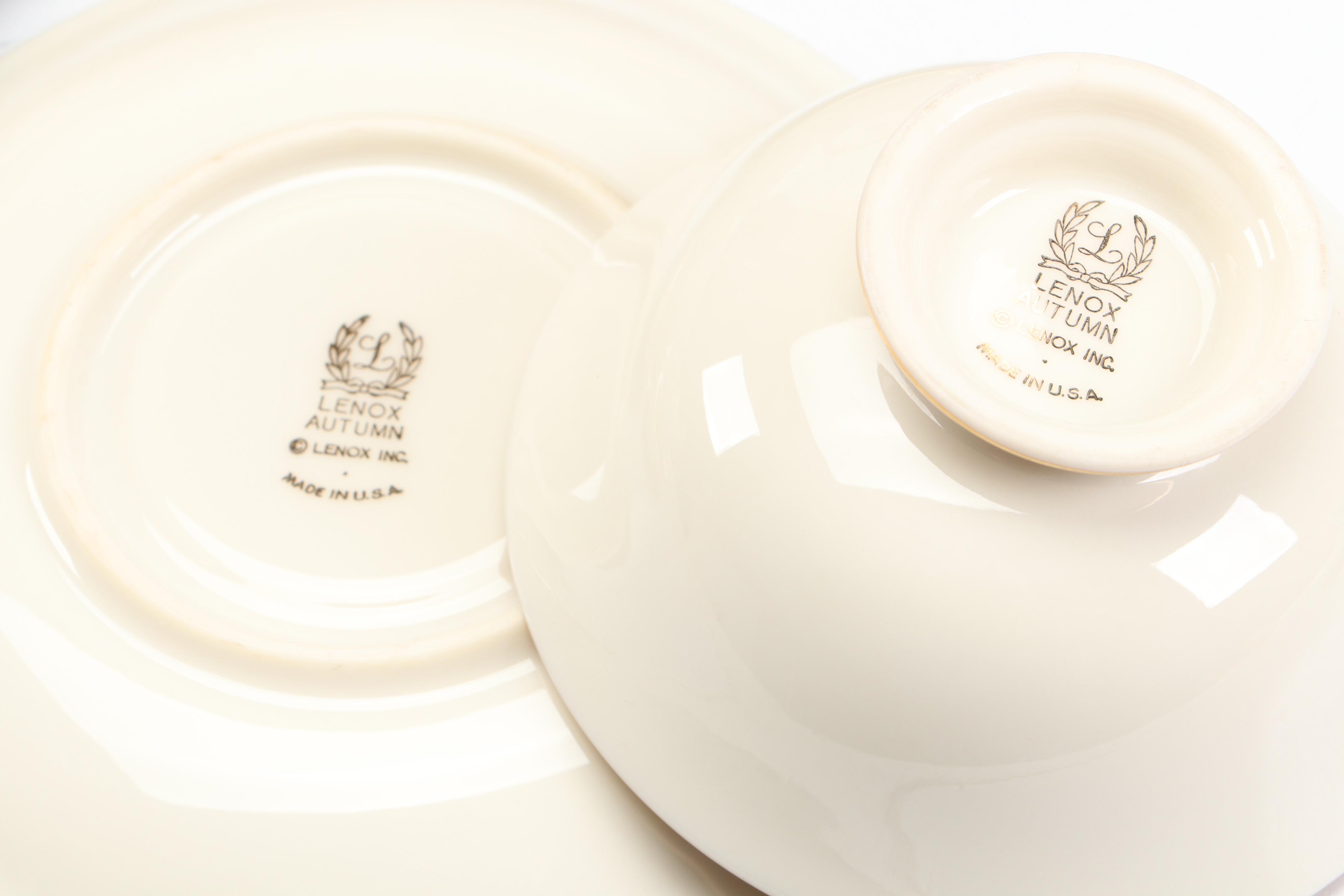 Lenox "Autumn" Porcelain Dinnerware with Teacups and Saucers