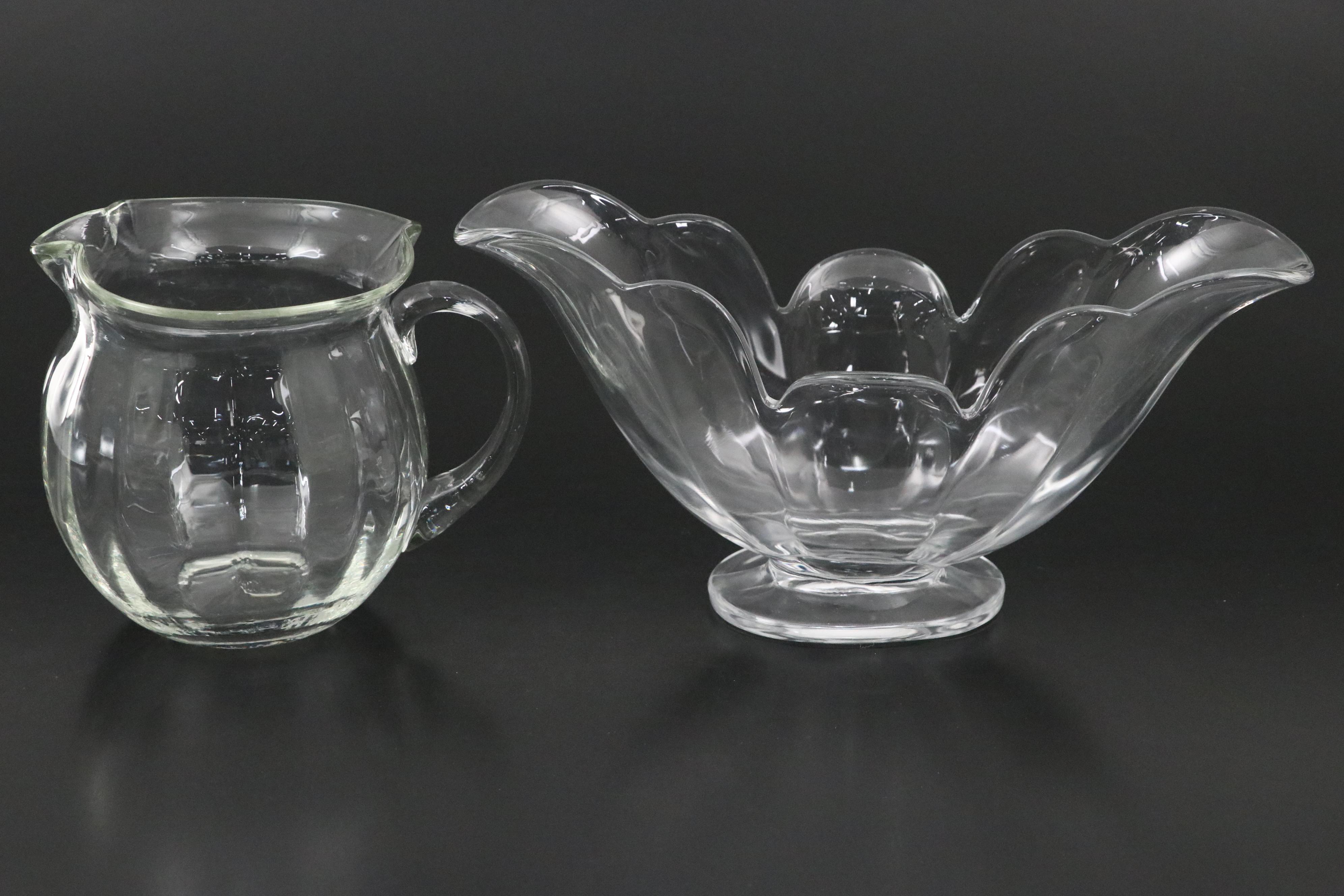 Heisey Glass Centerpiece Bowl with Duncan Miller "Canterbury" Cloverleaf Vase