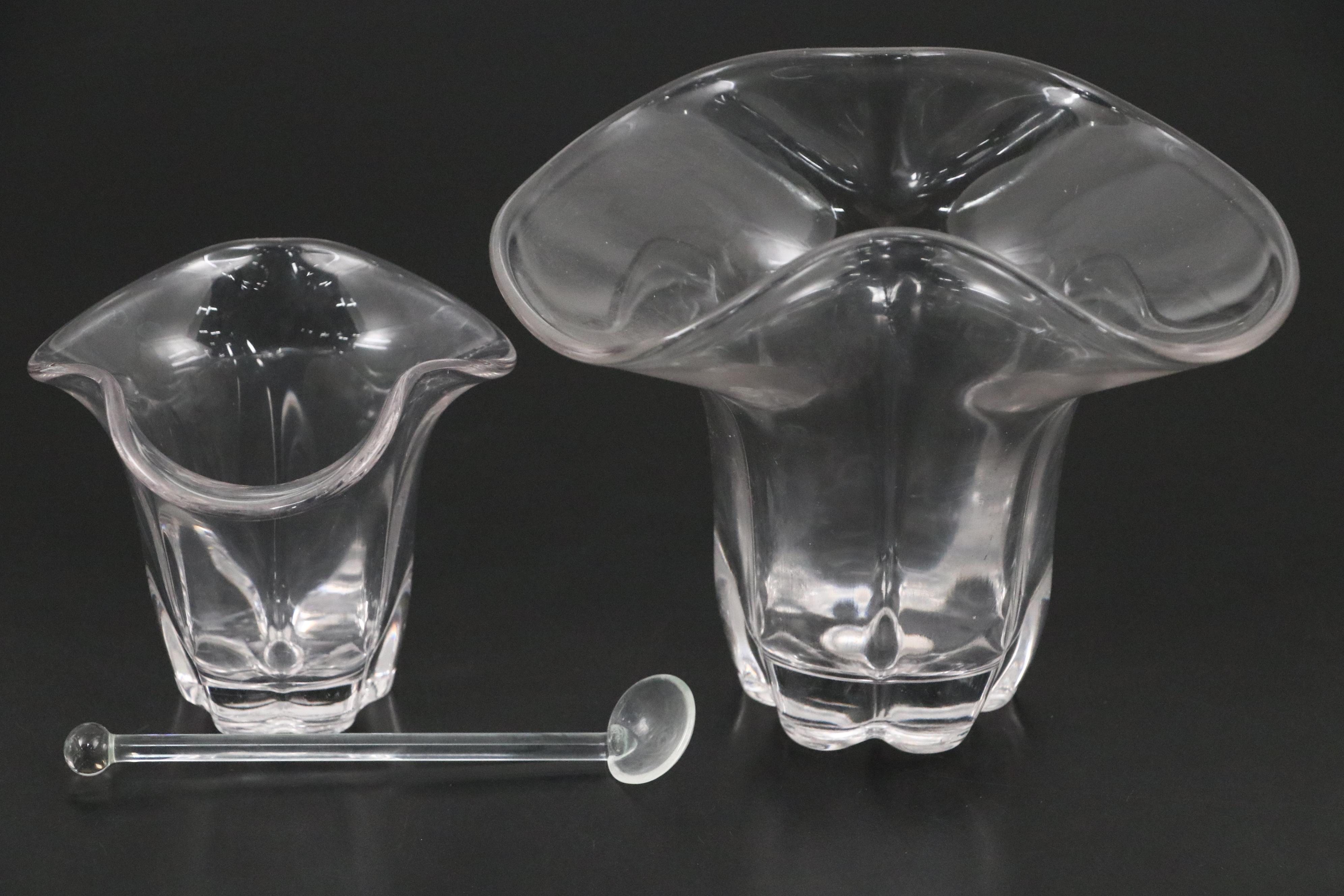 Heisey Glass Centerpiece Bowl with Duncan Miller "Canterbury" Cloverleaf Vase