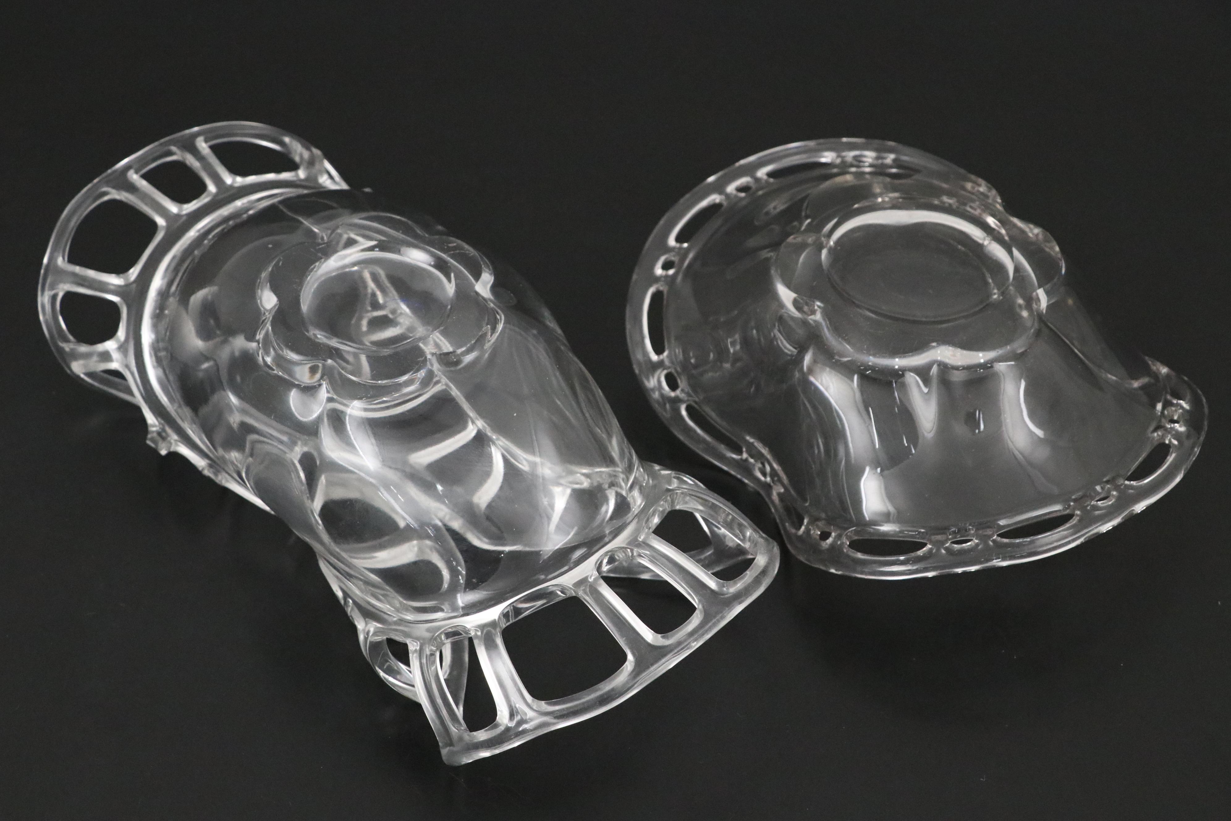 Heisey Glass Centerpiece Bowl with Duncan Miller "Canterbury" Cloverleaf Vase