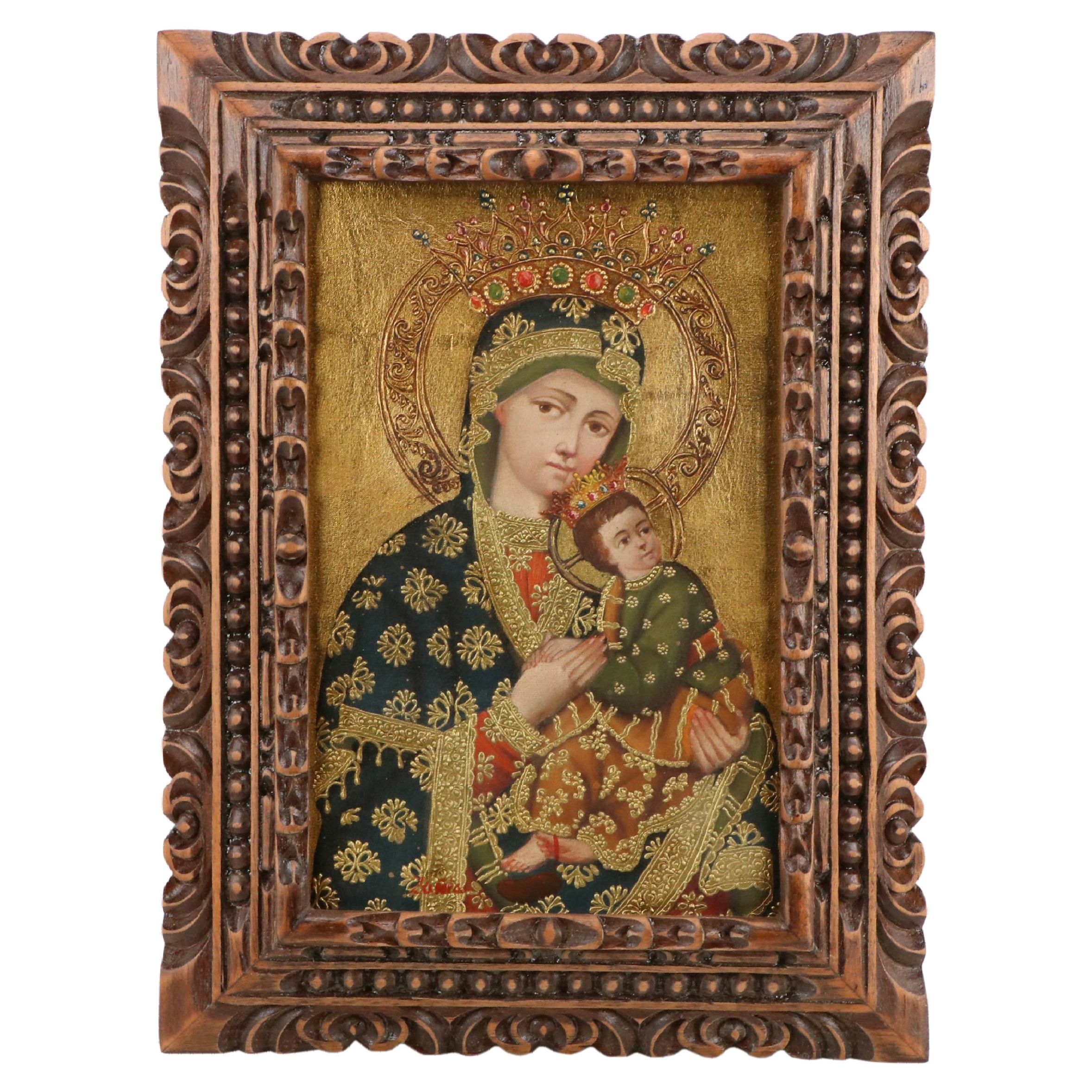 Ernesto Zuñiga Oil Painting "Virge de Perpetuo Socorro"