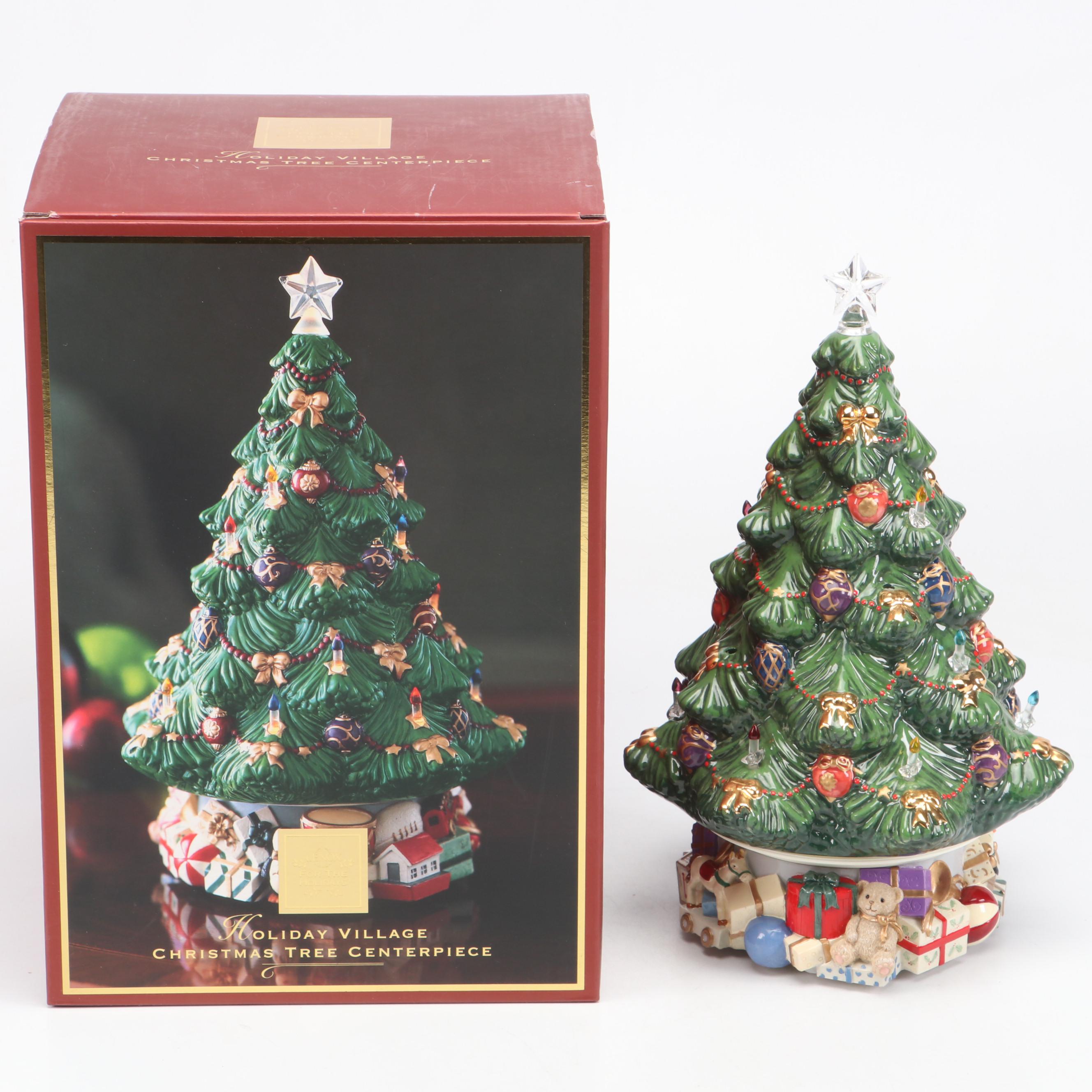 Lenox "Holiday Village" Plastic Christms Tree Centerpiece with More