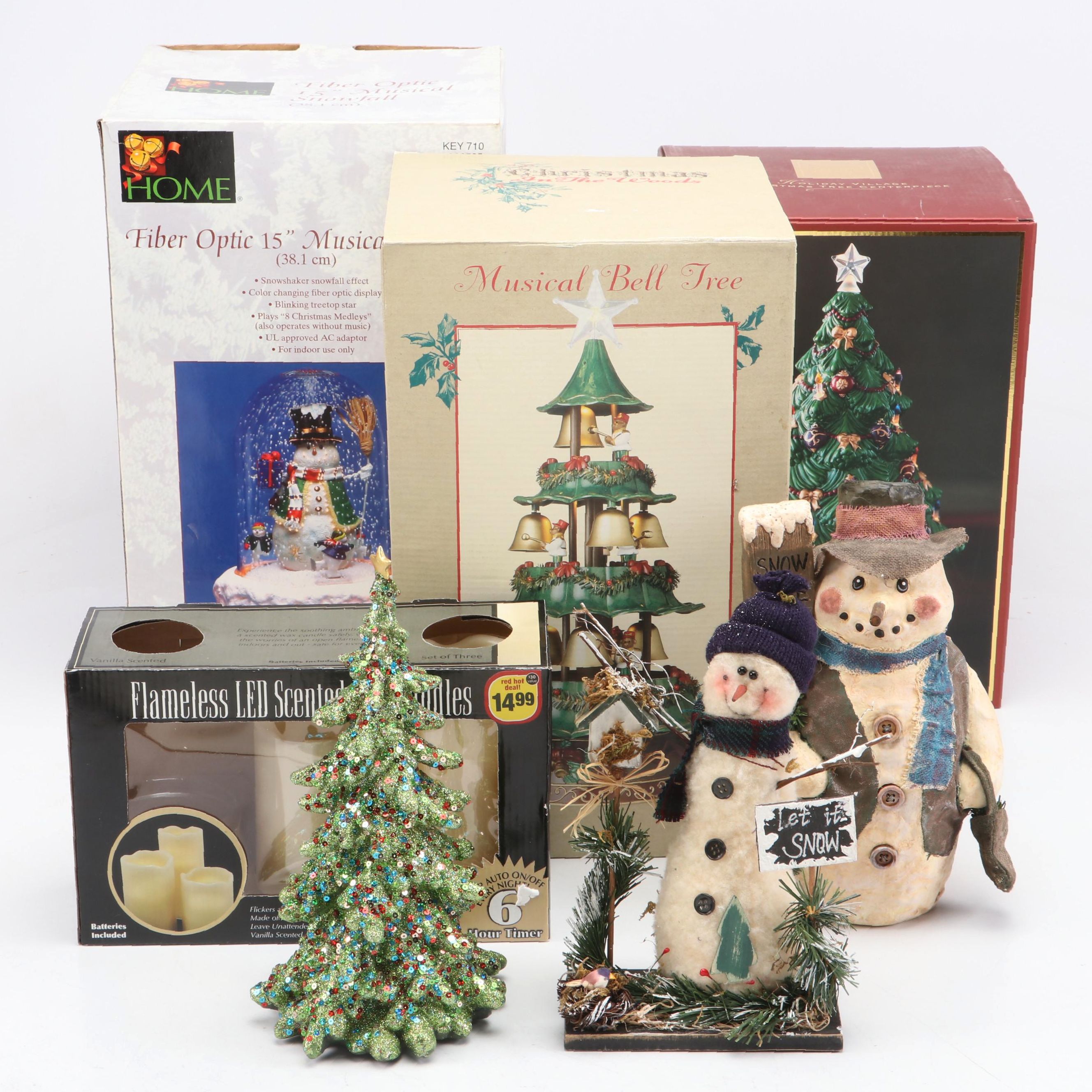 Lenox "Holiday Village" Plastic Christms Tree Centerpiece with More