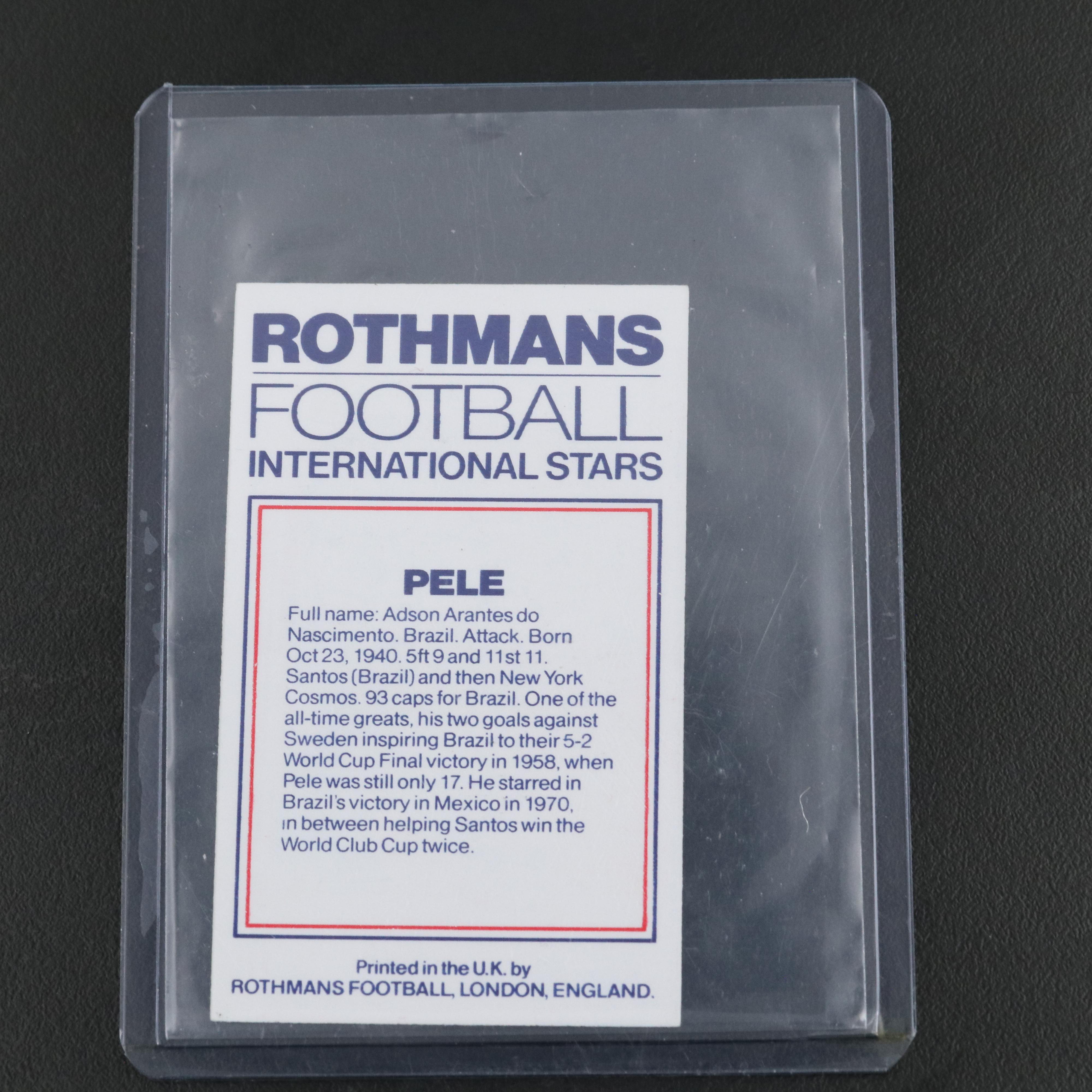 1984 Rothman's Football Pele International Stars Soccer Card